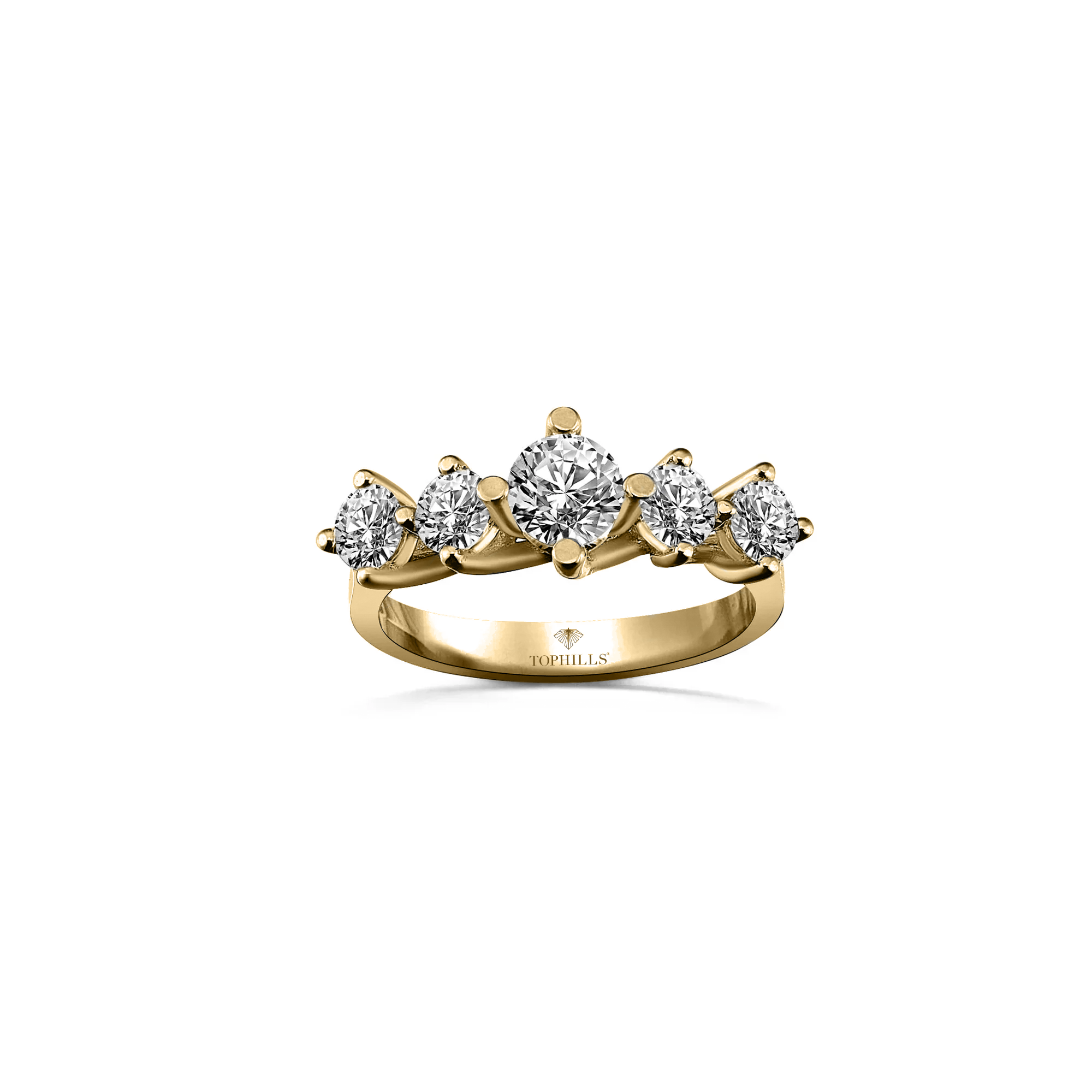 1,90 CARAT Diamond Hybrid Gold Five Stone Ring