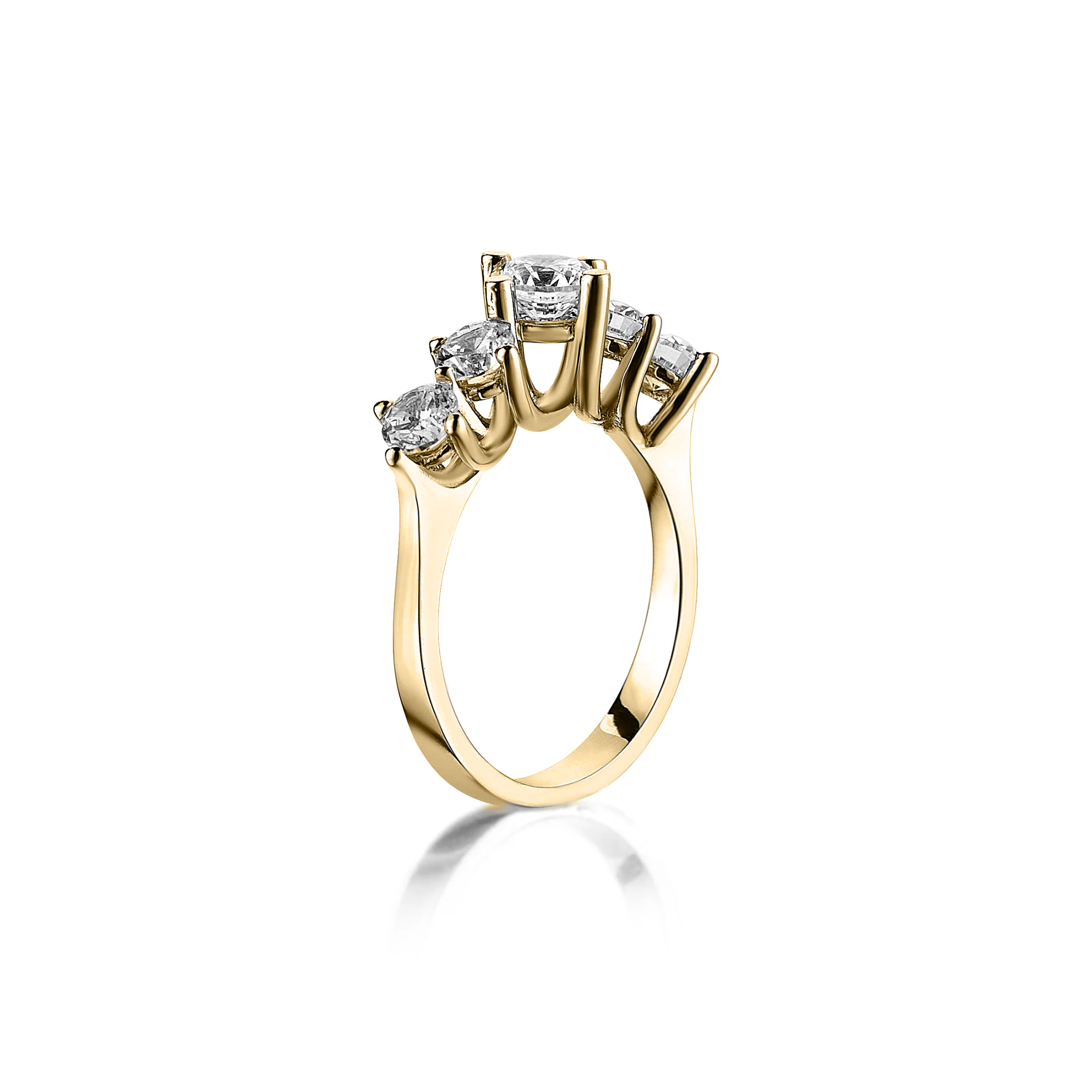1,90 CARAT Diamond Hybrid Gold Five Stone Ring