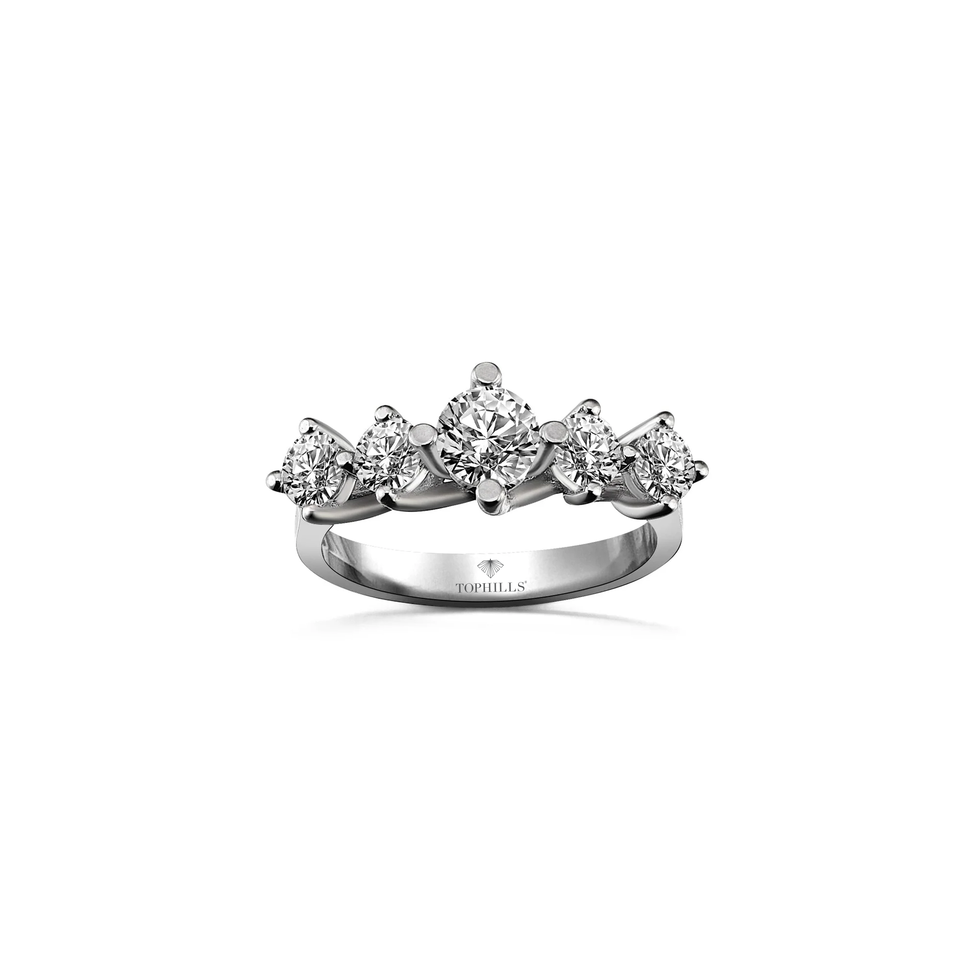 1,90 CARAT Diamond Hybrid Gold Five Stone Ring