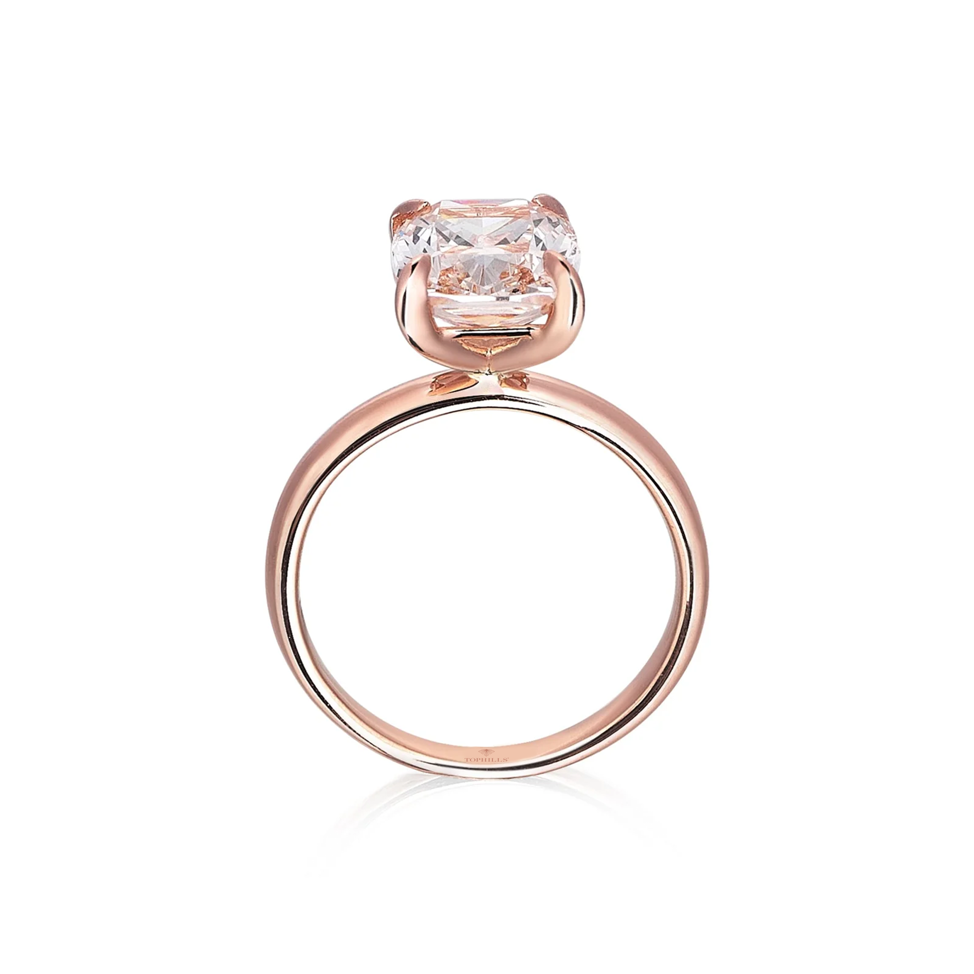 Bague Or Rose Design Saphir Orange