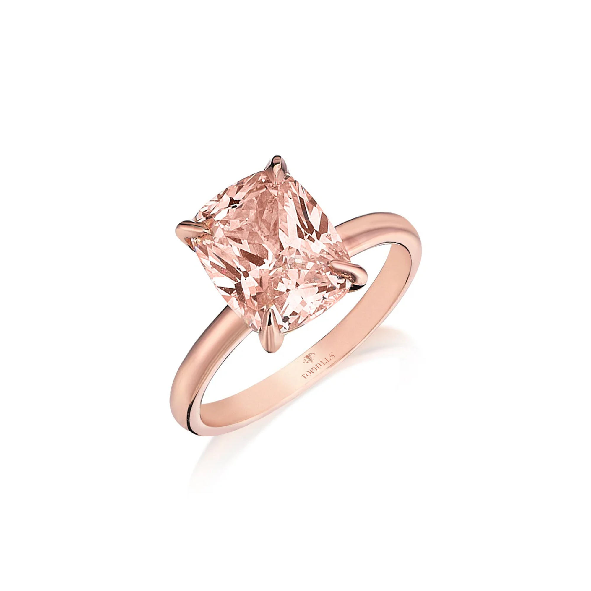 Bague Or Rose Design Saphir Orange