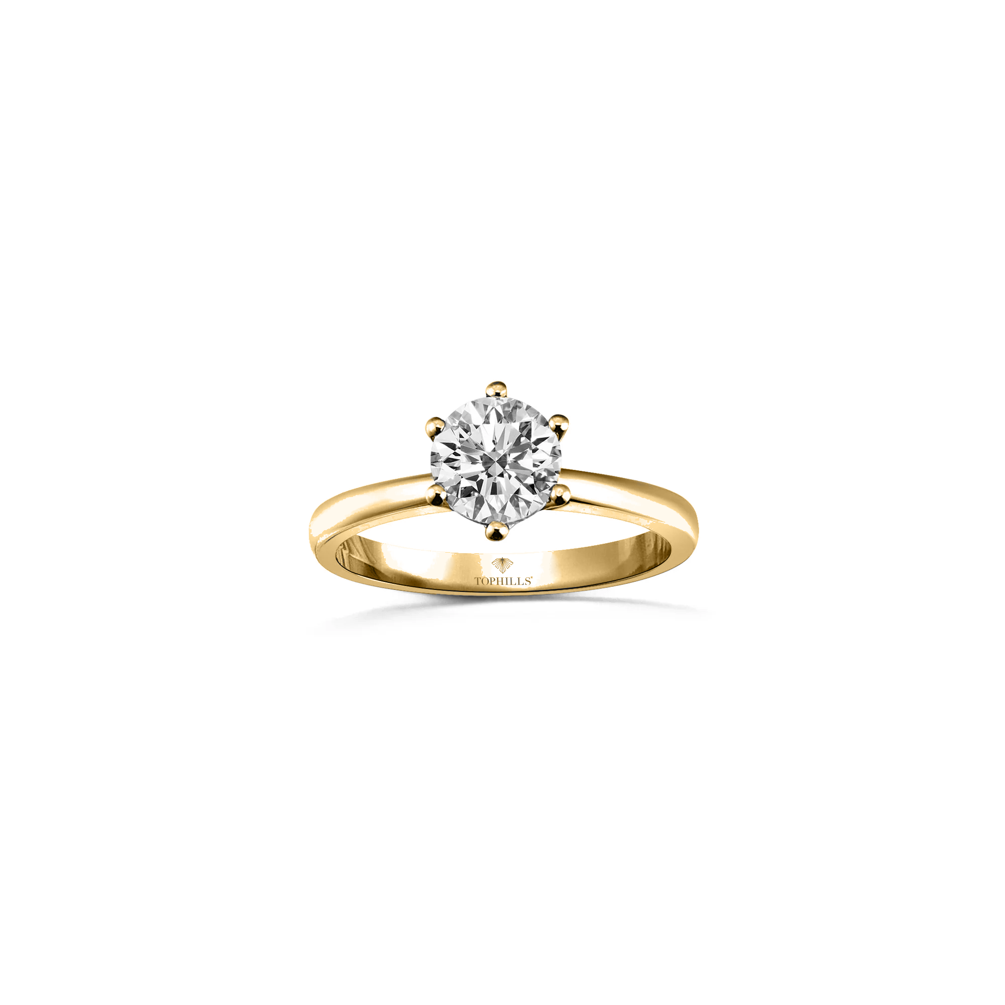 Klasik Altı Tırnak Altın Tektaş Yüzük