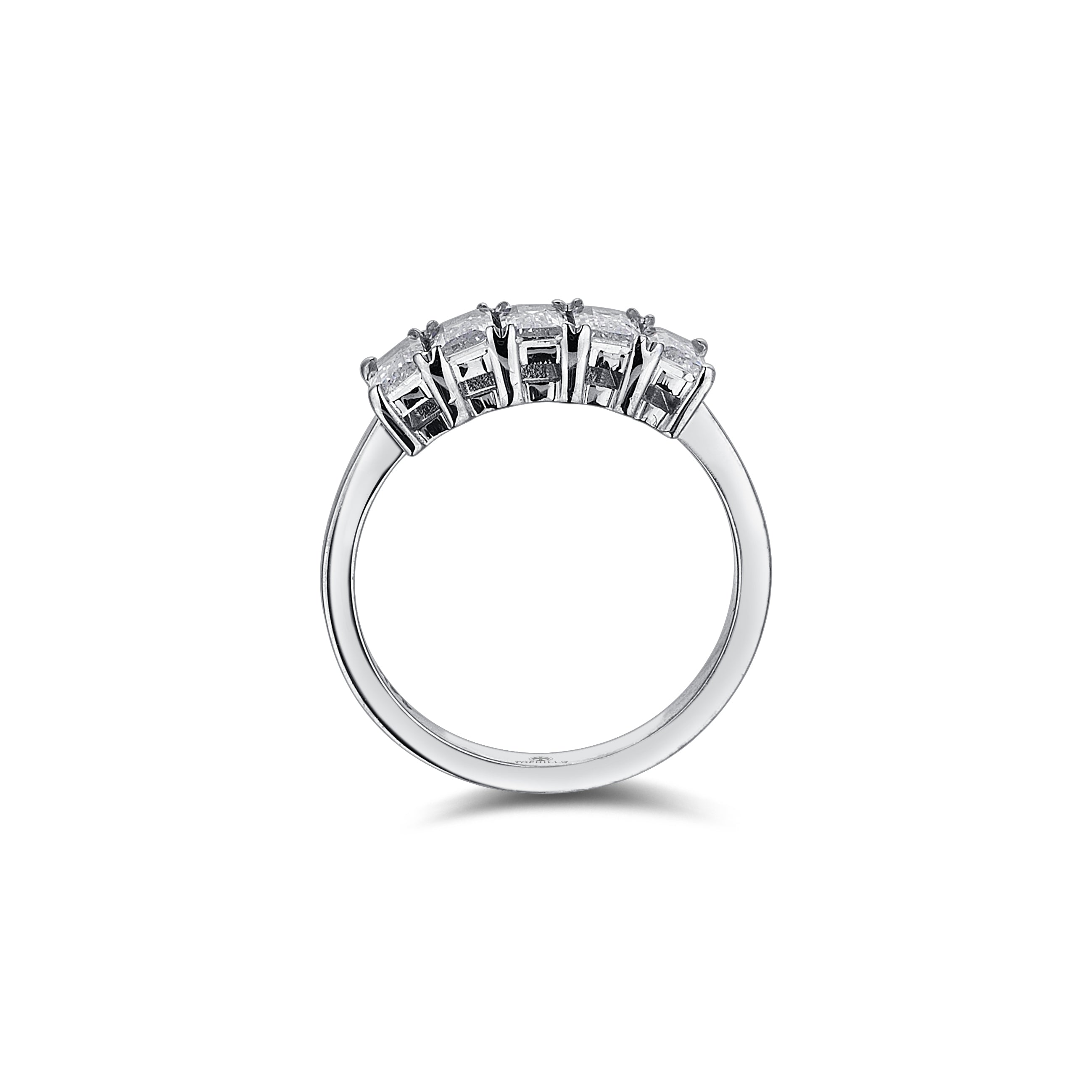 Emerald Kesim Pırlanta Hibrit Altın Beştaş Yüzük Tophills