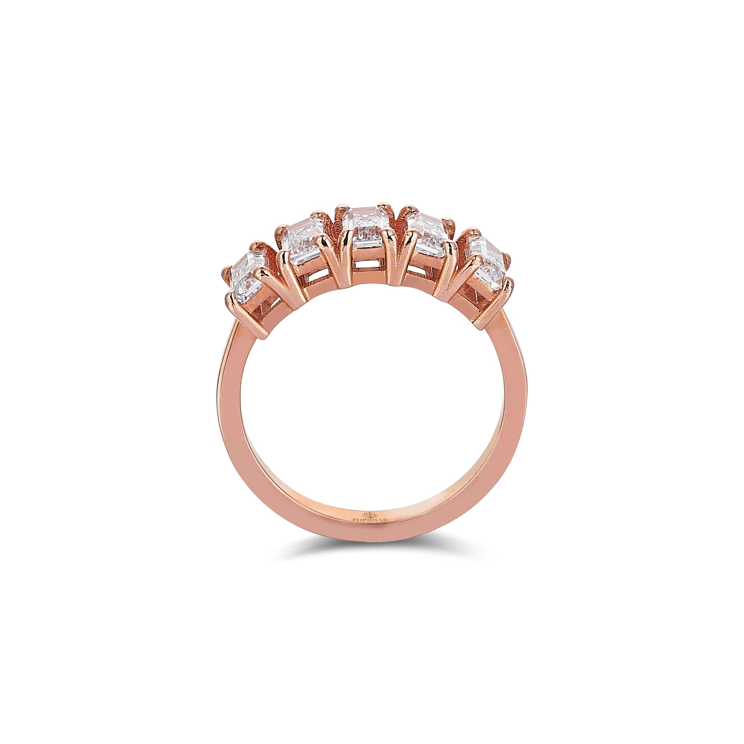 Emerald Kesim Pırlanta Hibrit Rose Altın Beştaş Yüzük Tophills