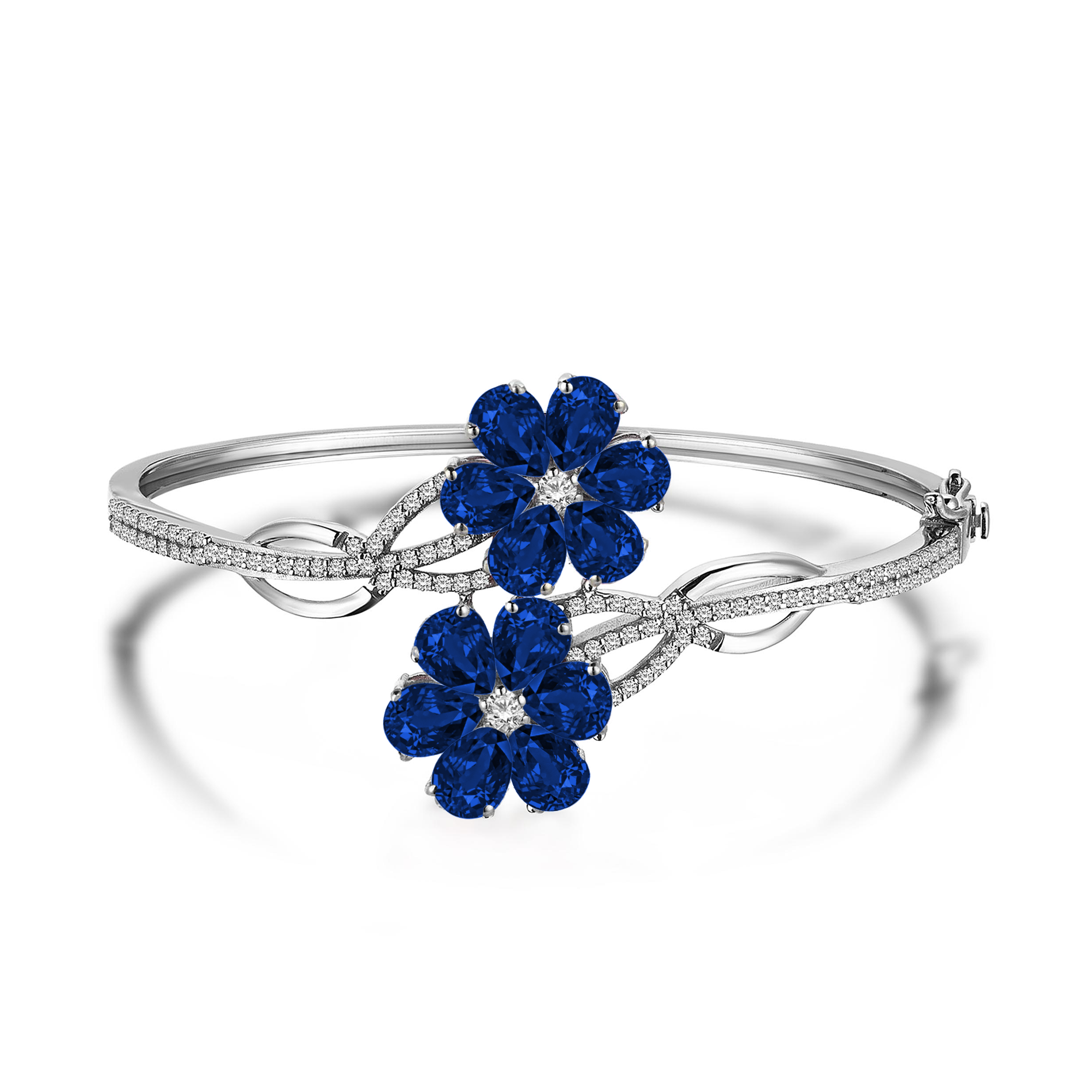9 Carat Sapphire Diamond Hybrid Gold Magnolia Bracelet