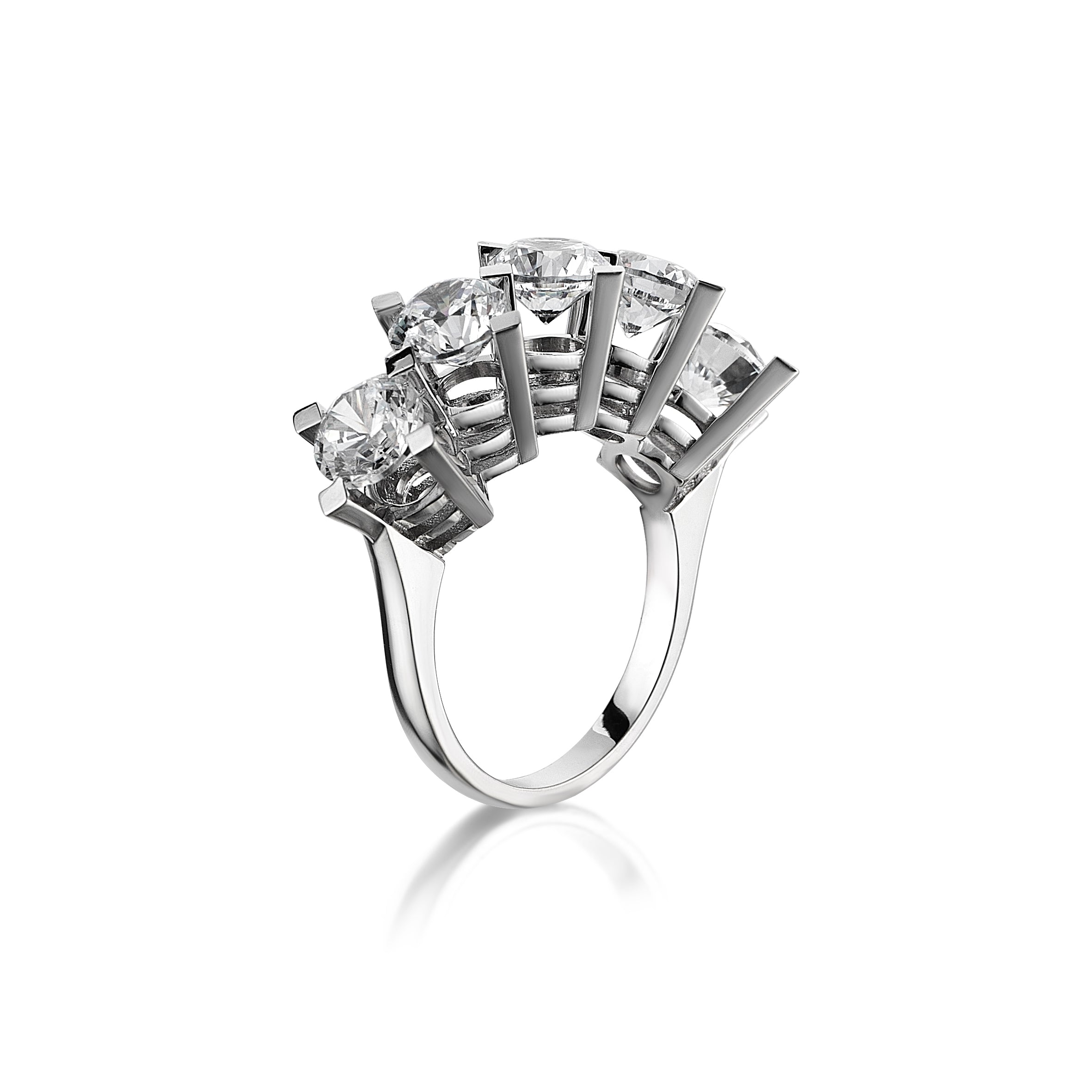 Pırlanta Hibrit Altın Çapraz Takoz Tırnak Beştaş Yüzük Tophills