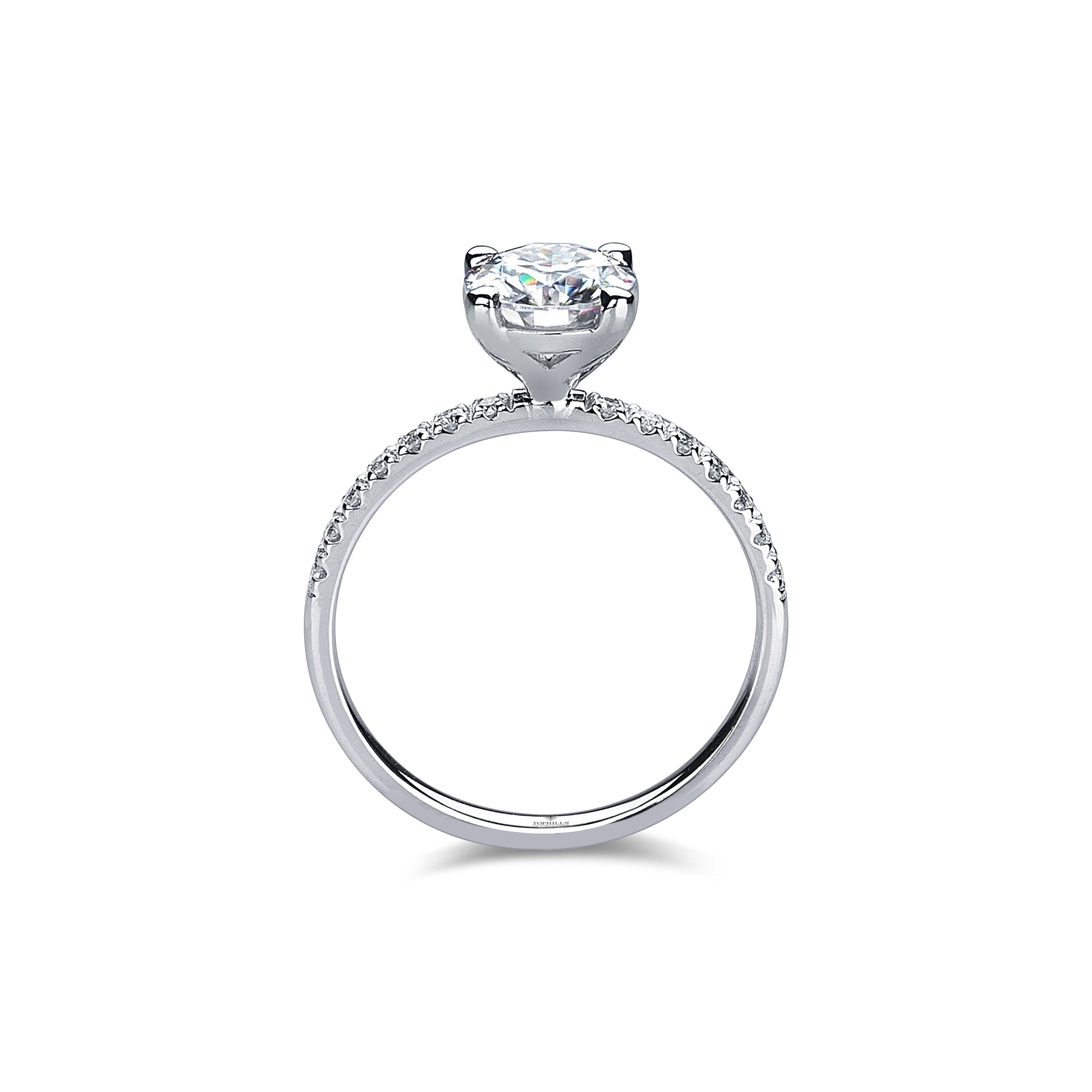 Pırlanta Hibrit Yanları Taşlı Tektaş Yüzük Tophills