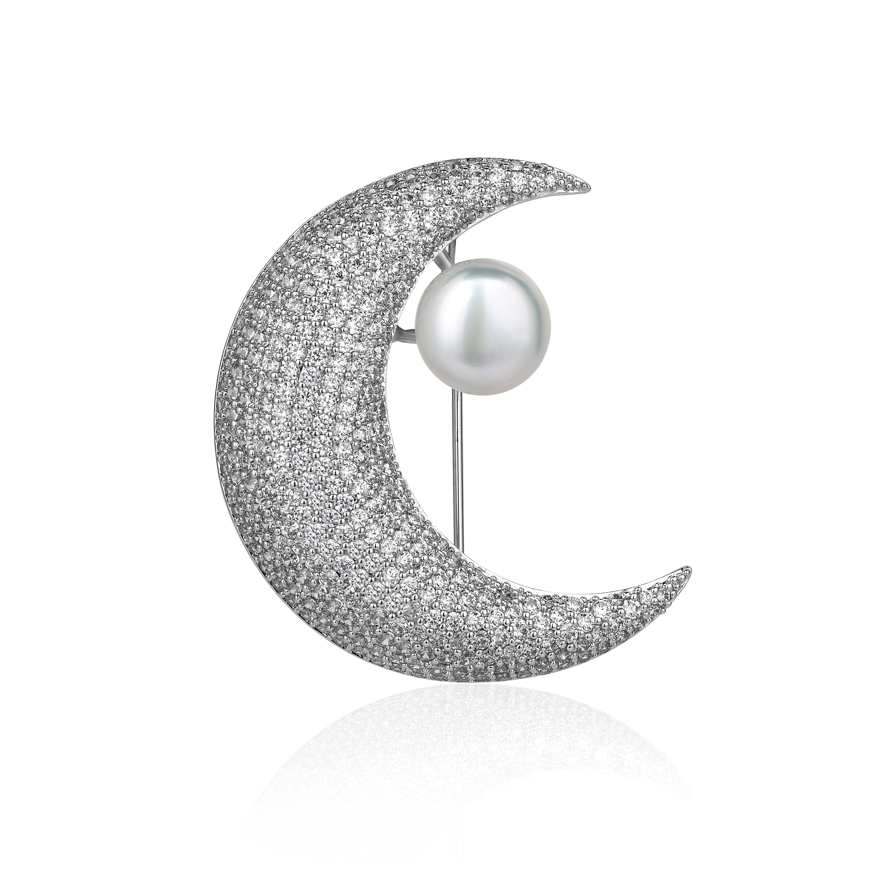 The Moon Pearl Pırlanta Altın Broş