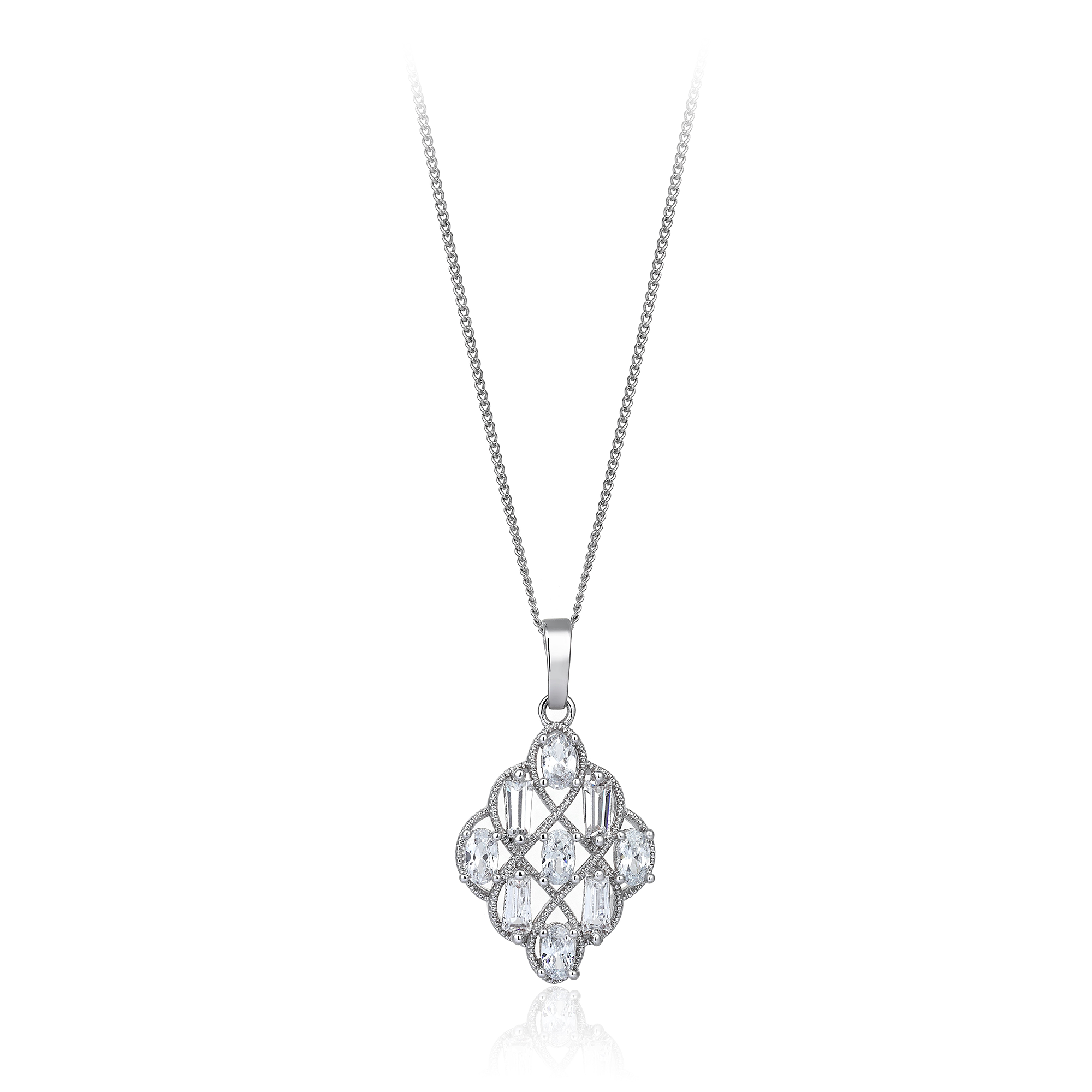 2,70 KARAT PIRLANTA HİBRİT ART DECO BAGET MADALYON KOLYE SÜPER TEKLİF FİYATI