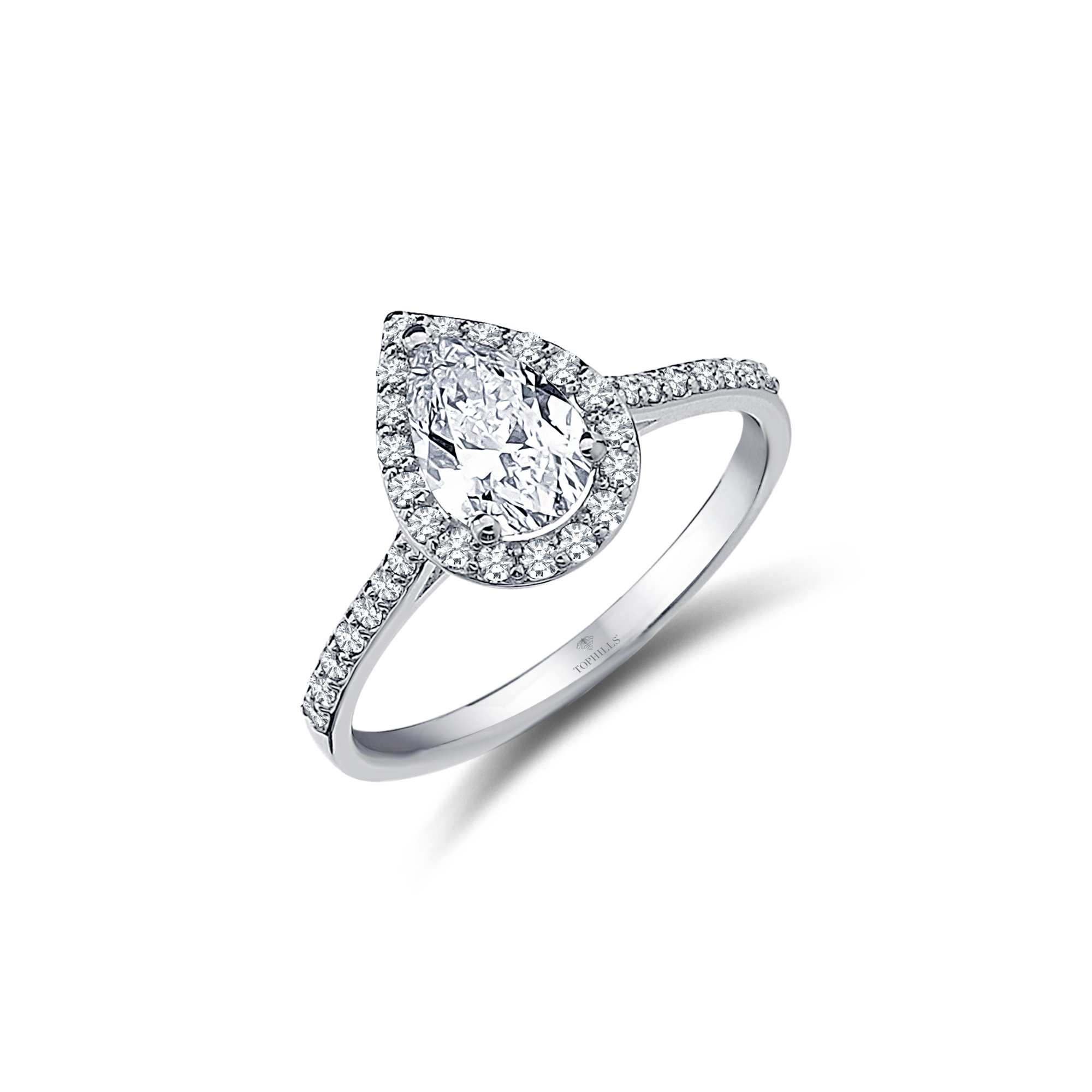 Ring Damla Diamond Halo Tektaş