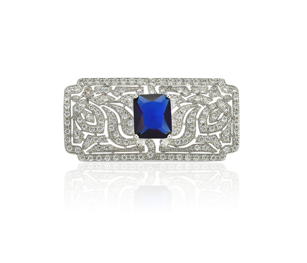 Vitella Artdeco Safir & Pırlanta Hibrit Altın Broş