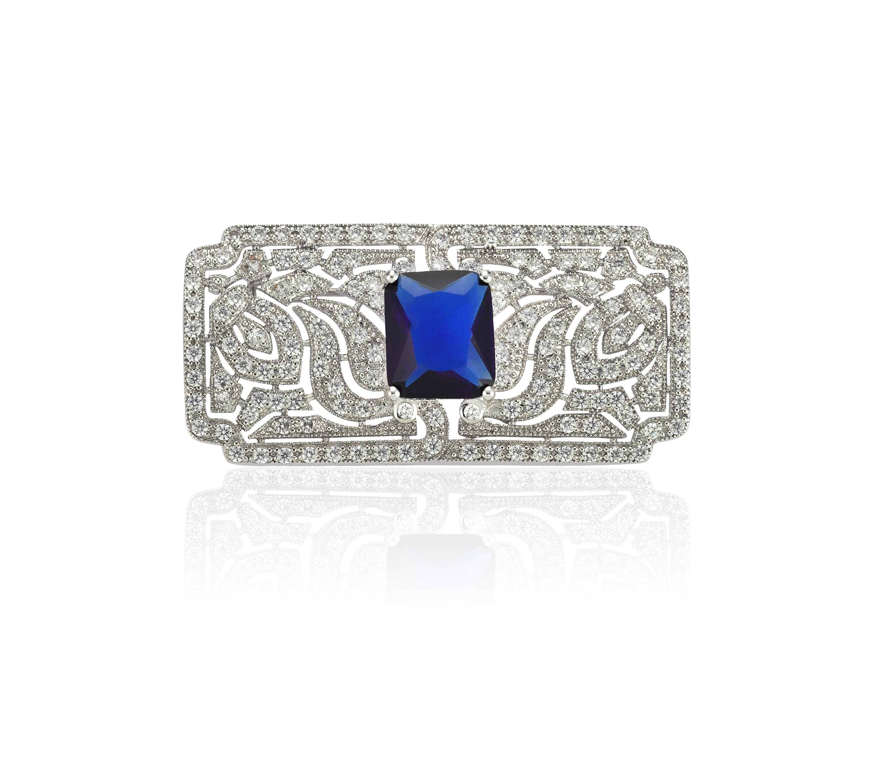 Vitella Artdeco Safir & Pırlanta Hibrit Altın Broş