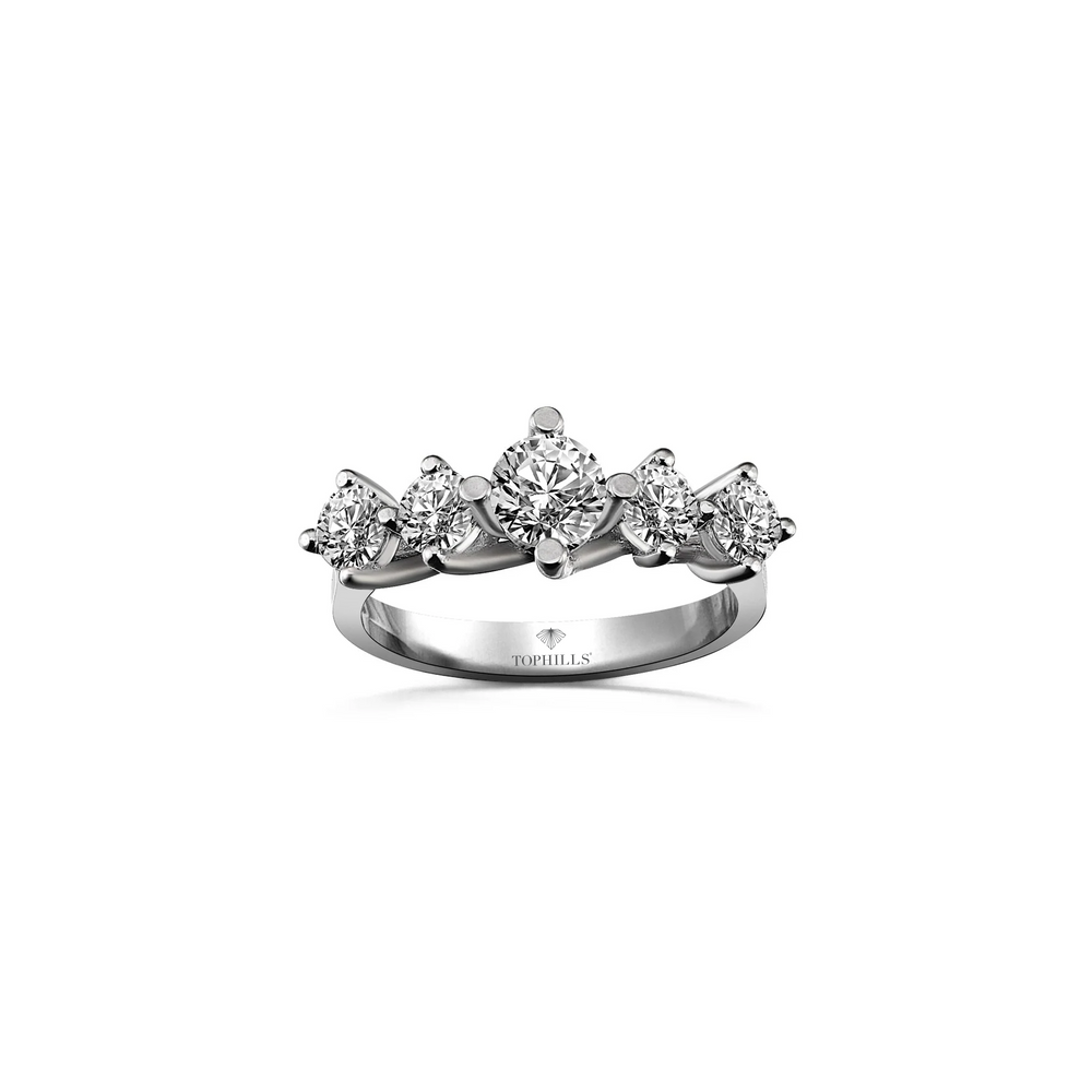 1,90 Karat Diamond Hybrid Gold Fünf Steinring