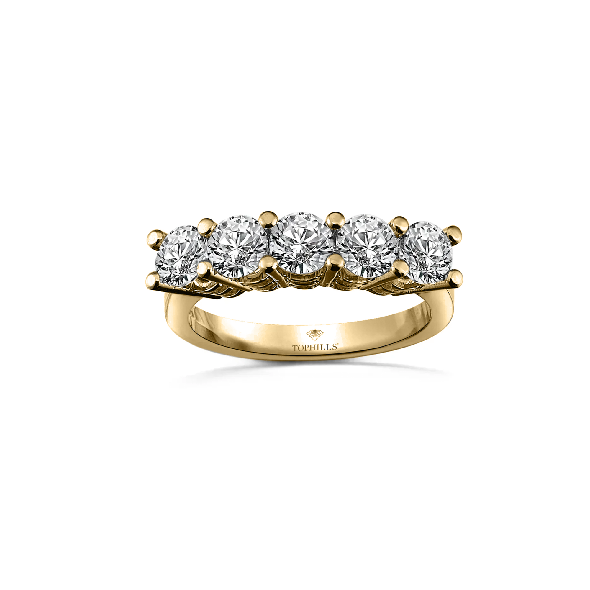 Wire Nail Diamond Five Stone Ring