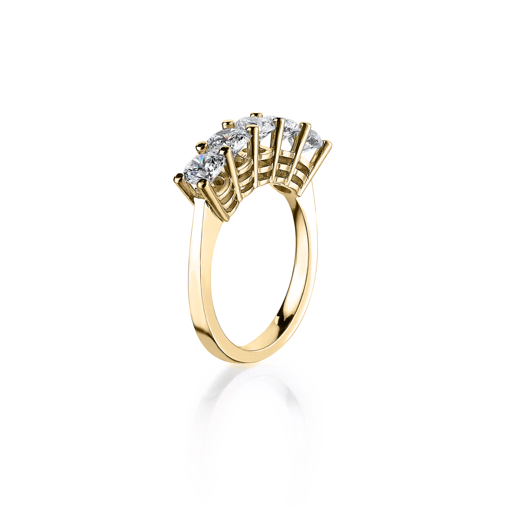 Wire Nail Diamond Five Stone Ring