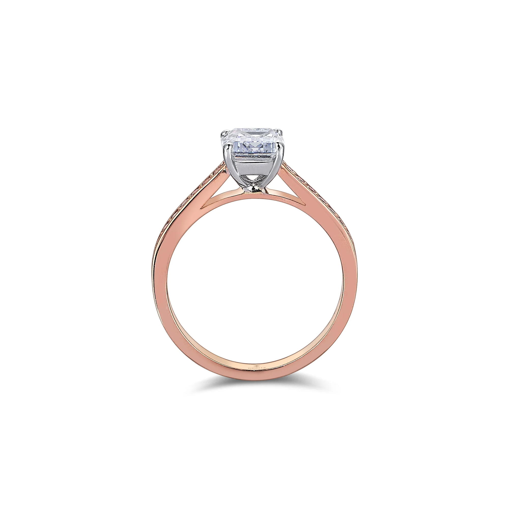 1,30 Karat Asscher Kesim Pırlanta Hibrit Rose Altın Yüzük