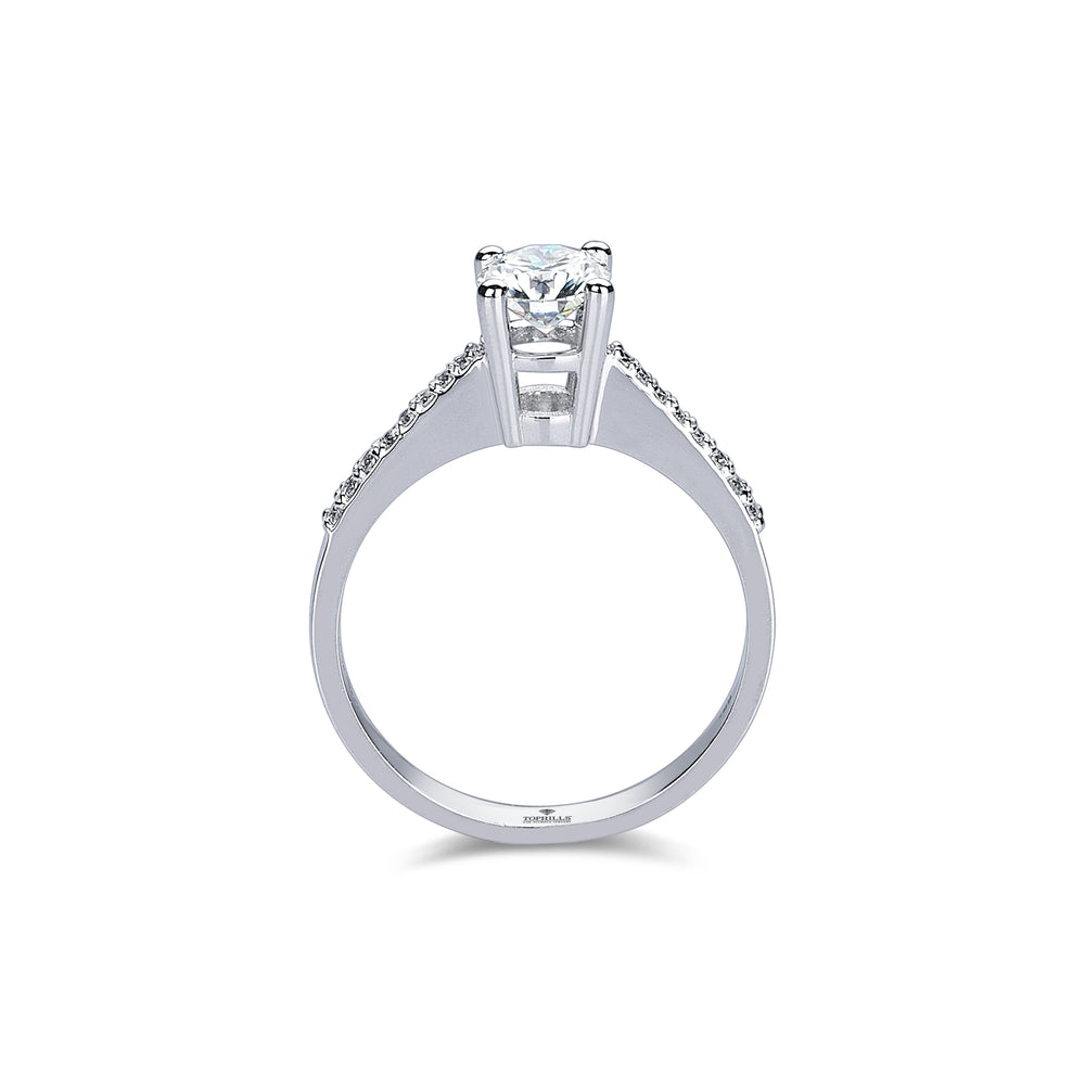 Yanları Taşlı Dört Tırnak Pırlanta Tektaş Yüzük