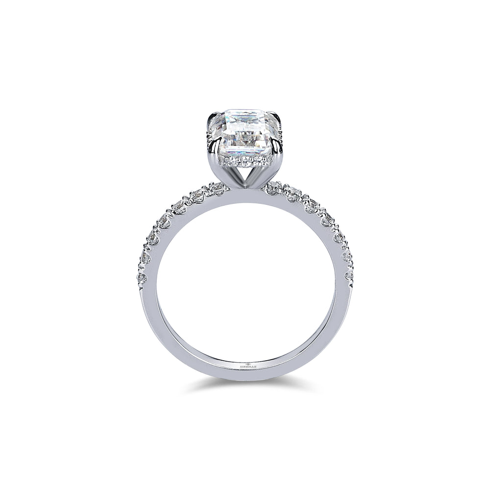 Yanları Taşlı Octagon Kesim Pırlanta Tektaş Yüzük