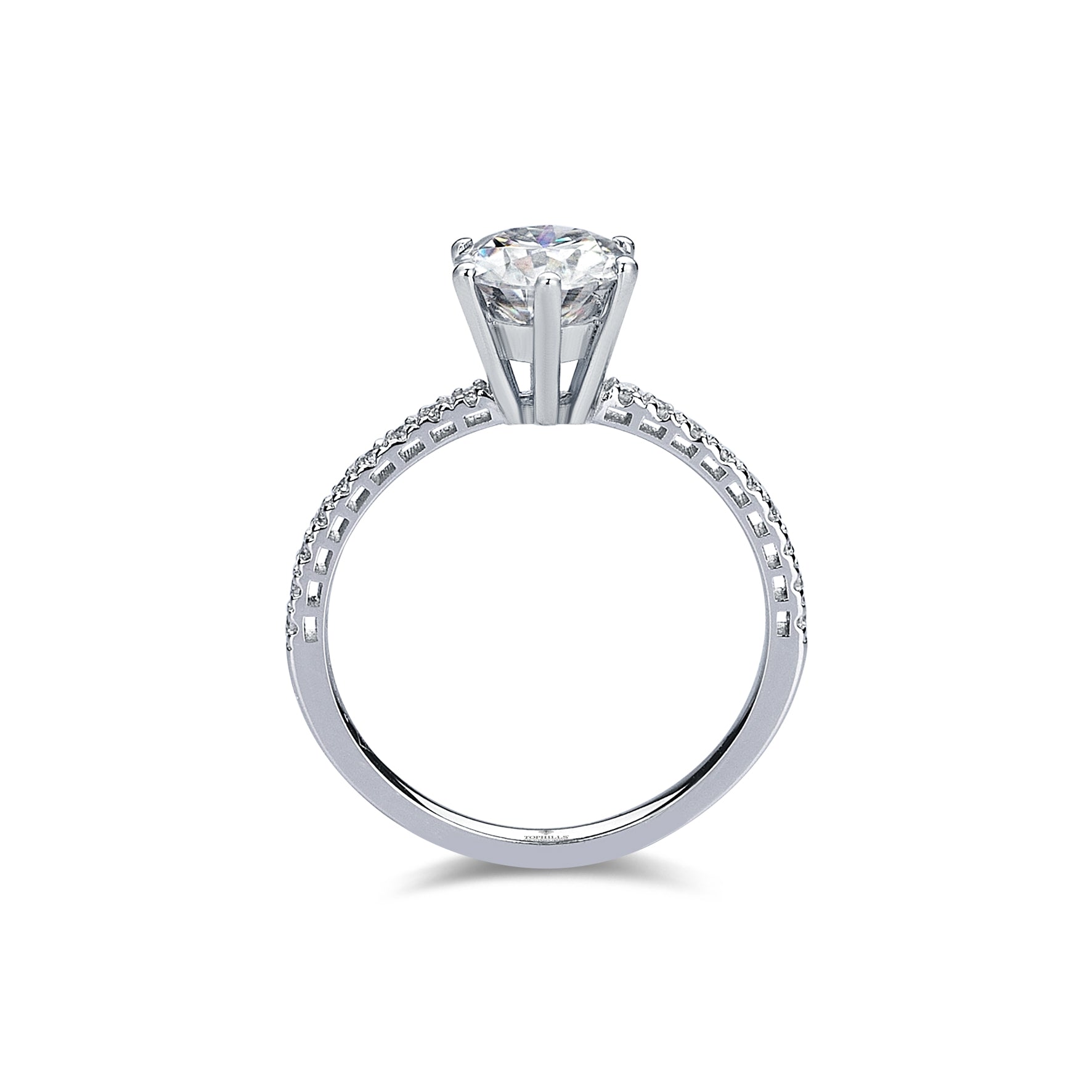 Yanları Taşlı Altı Tırnak Pırlanta Tektaş Yüzük