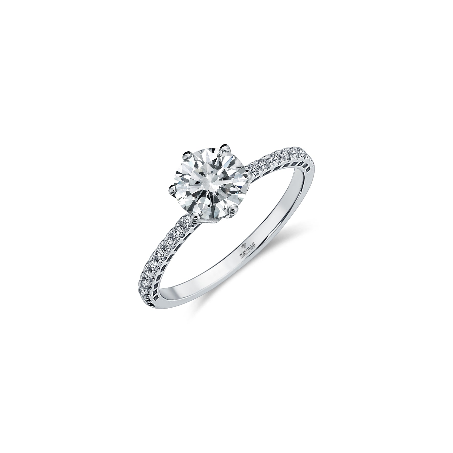 Yanları Taşlı Altı Tırnak Pırlanta Tektaş Yüzük