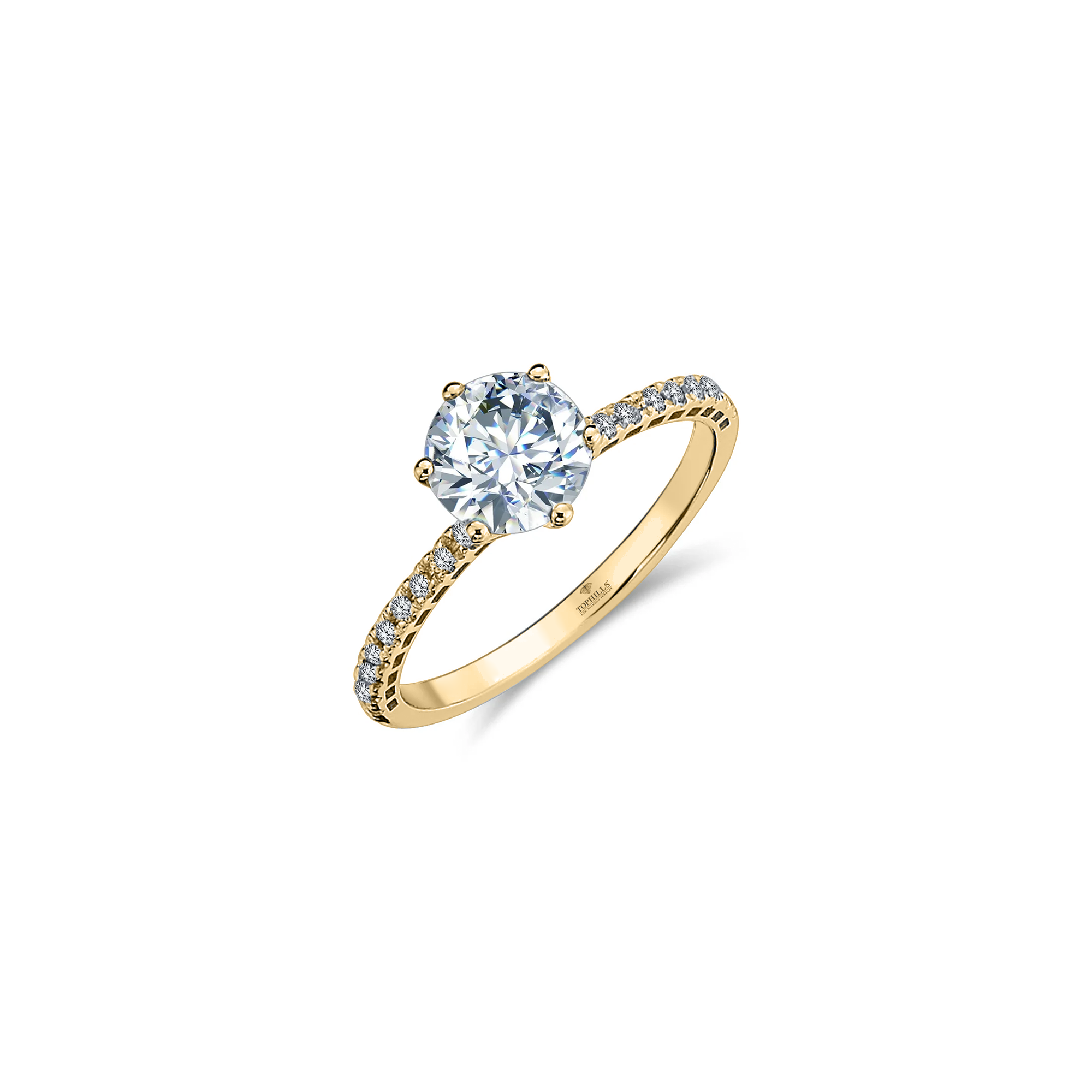 Bague Solitaire Hybride Diamant Lapidé Côtés Ongles Fil