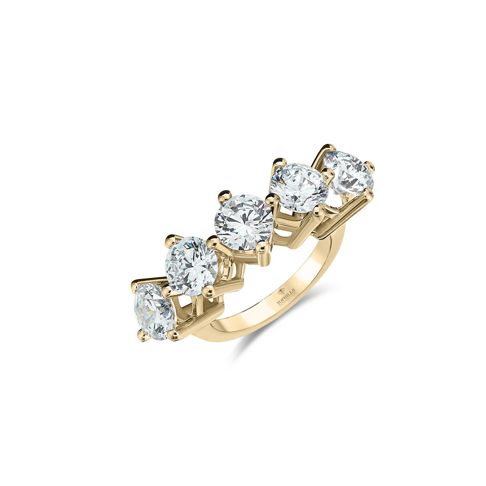 Diamond Hybrid Gold Cross Five Stone Ring