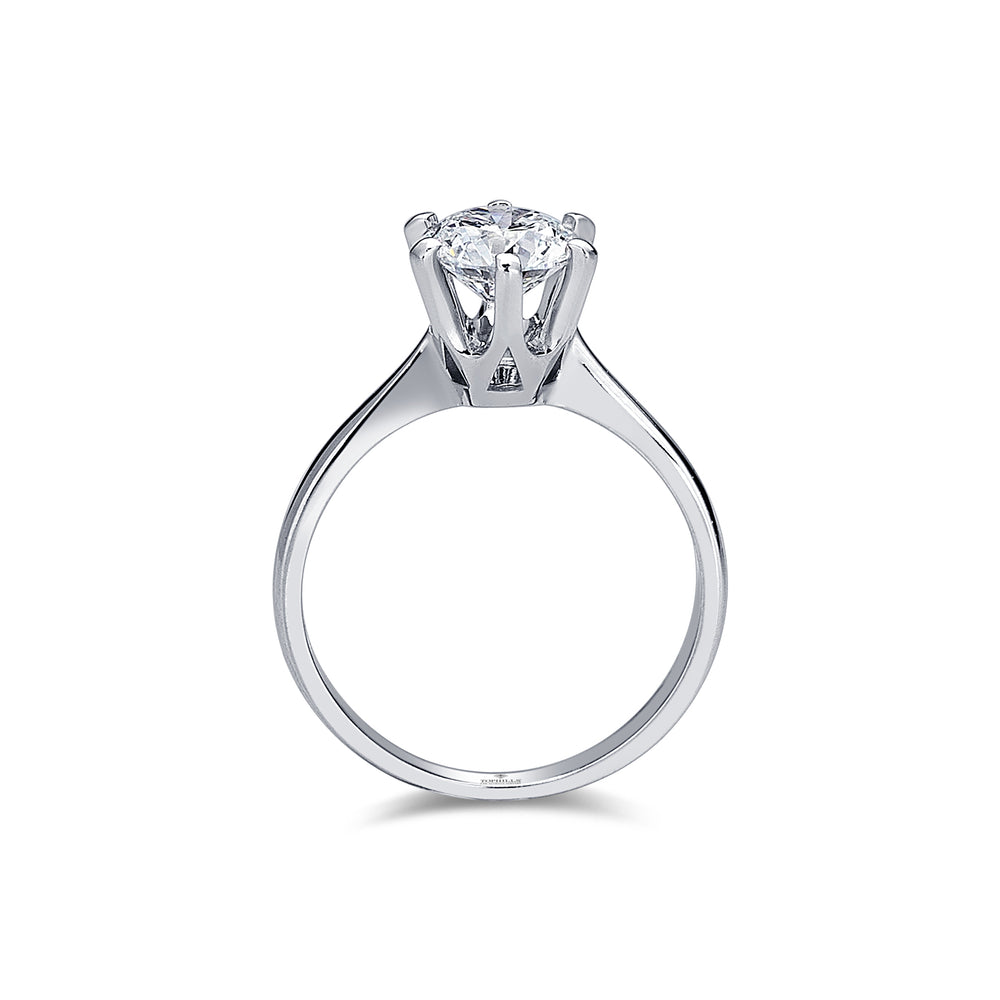 Six Nail Diamond Solitaire Ring
