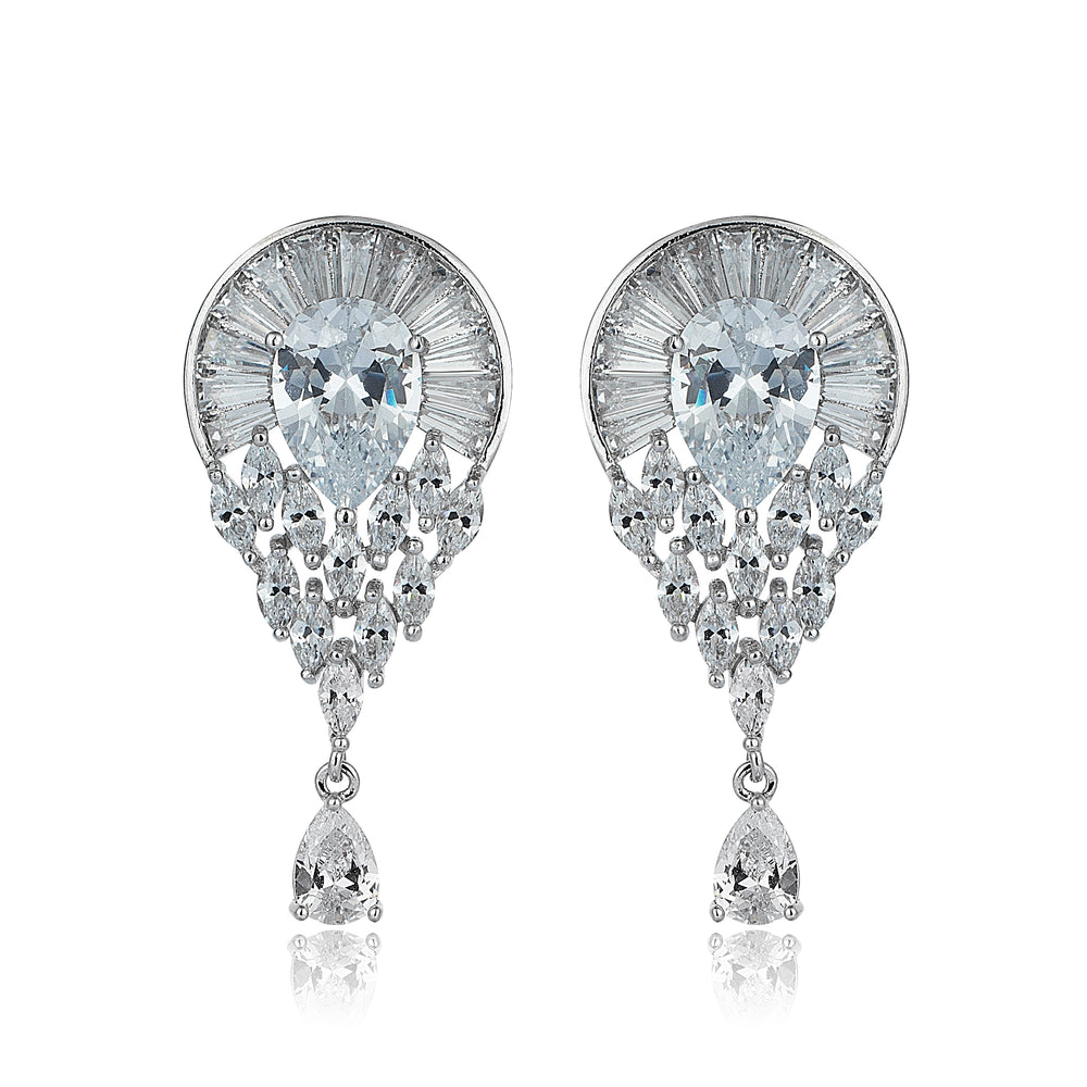 Drop &amp; Baguette Diamond Hybrid Design Earrings