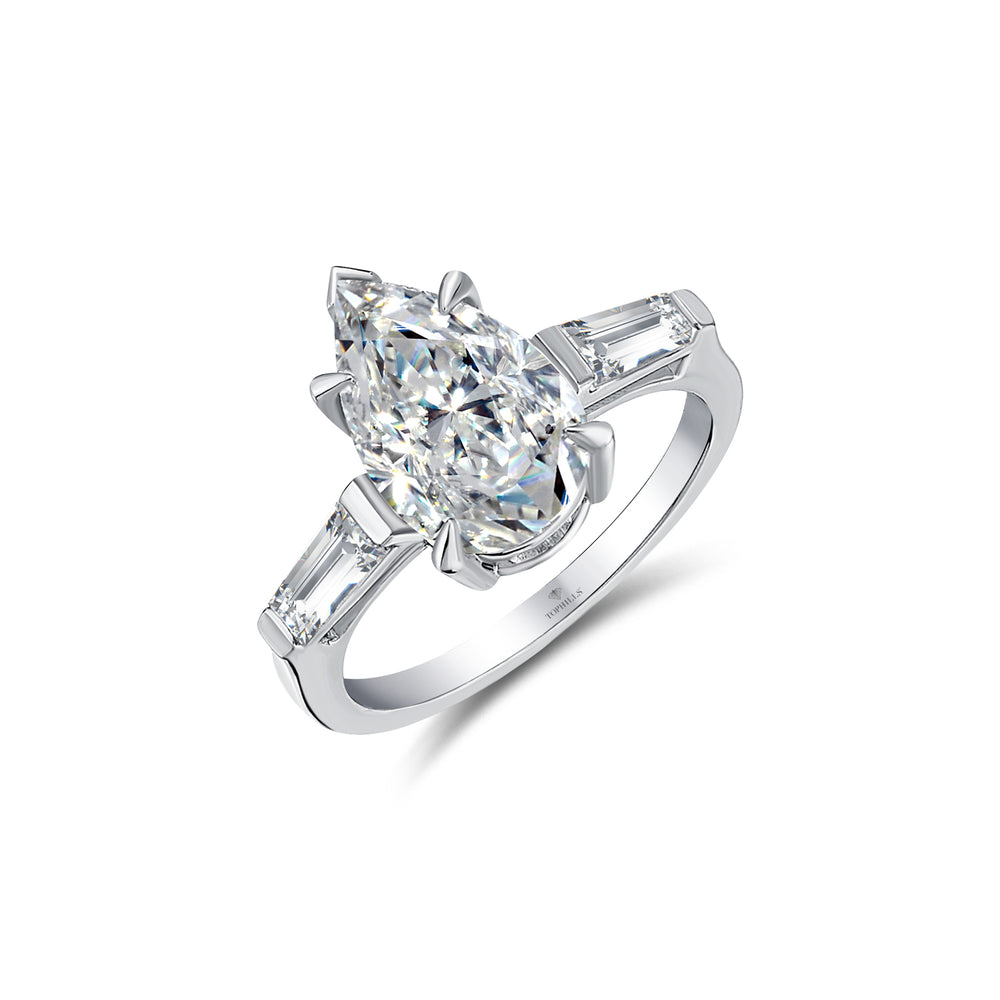 Valencia Pear Damla & Trapez Pırlanta Yüzük