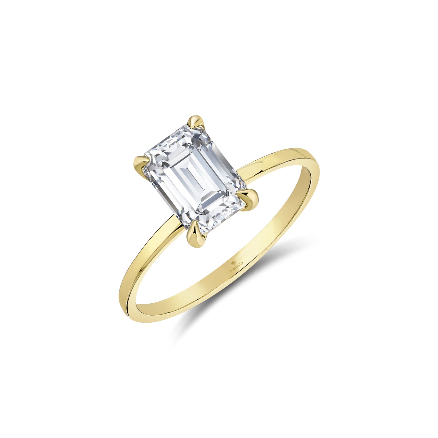 Solea Gold Emerald Kesim Pırlanta Tektaş Yüzük