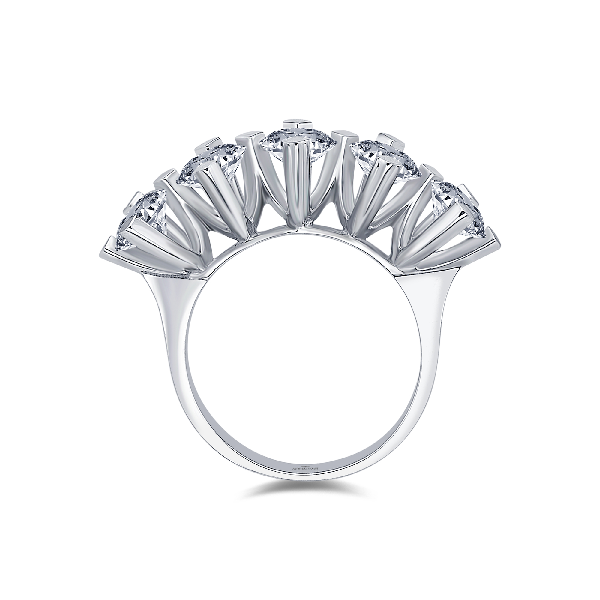 Bague a cinq pierres avec diamants et croix marquise Tophills Tophills