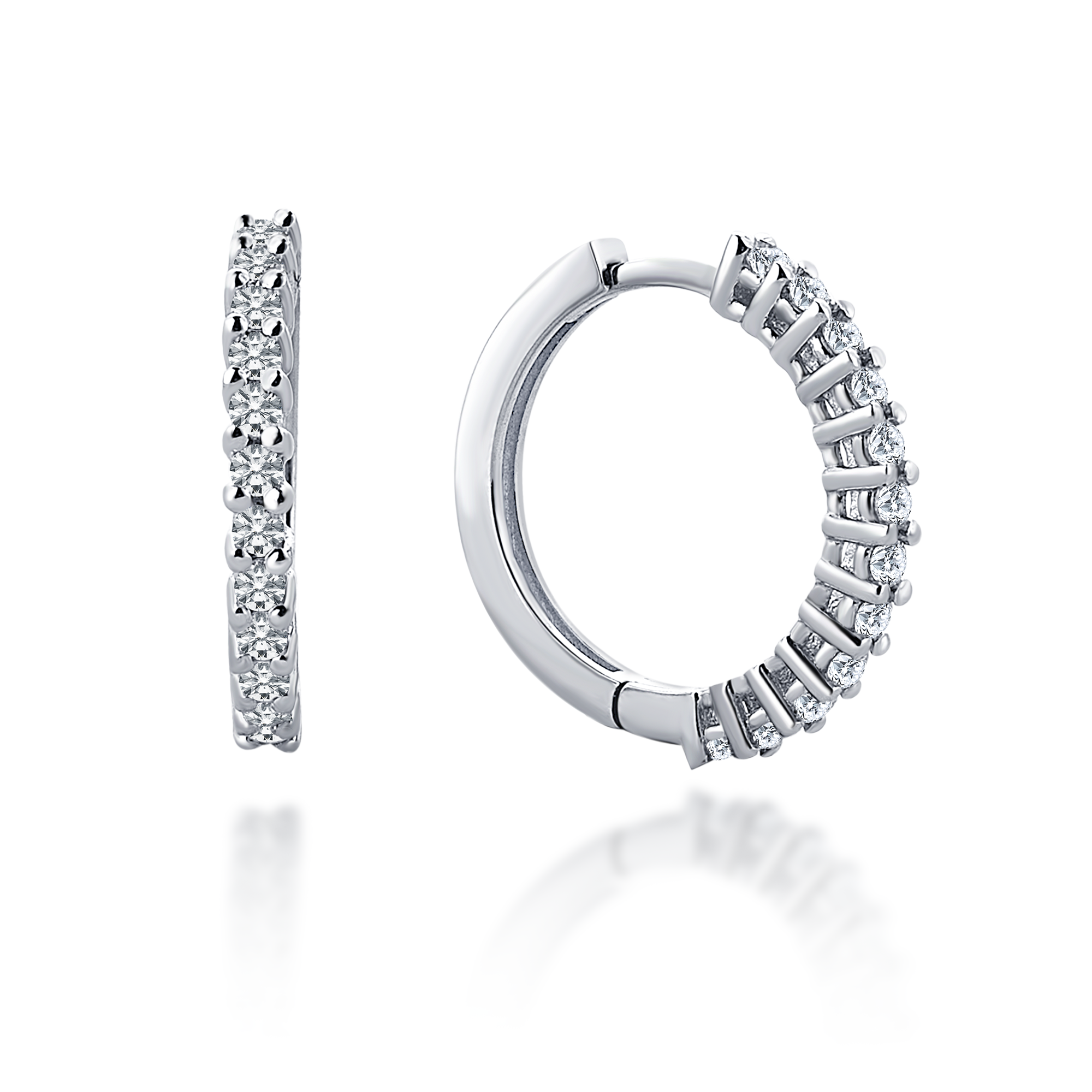 2 boucles d'oreilles en or hybride de diamant de karat
