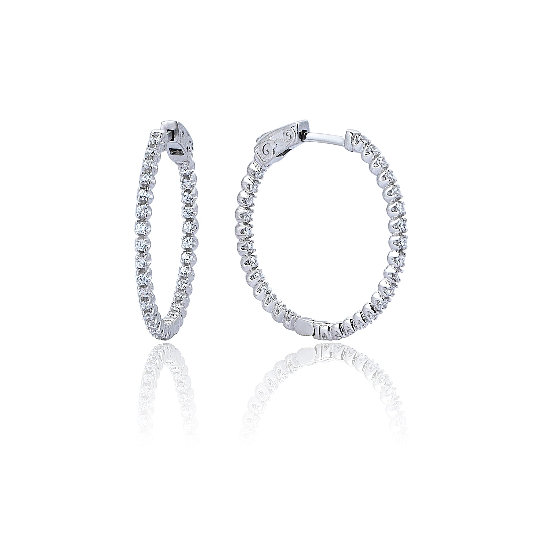 Klasik Taşlı Halka Altın Küpe