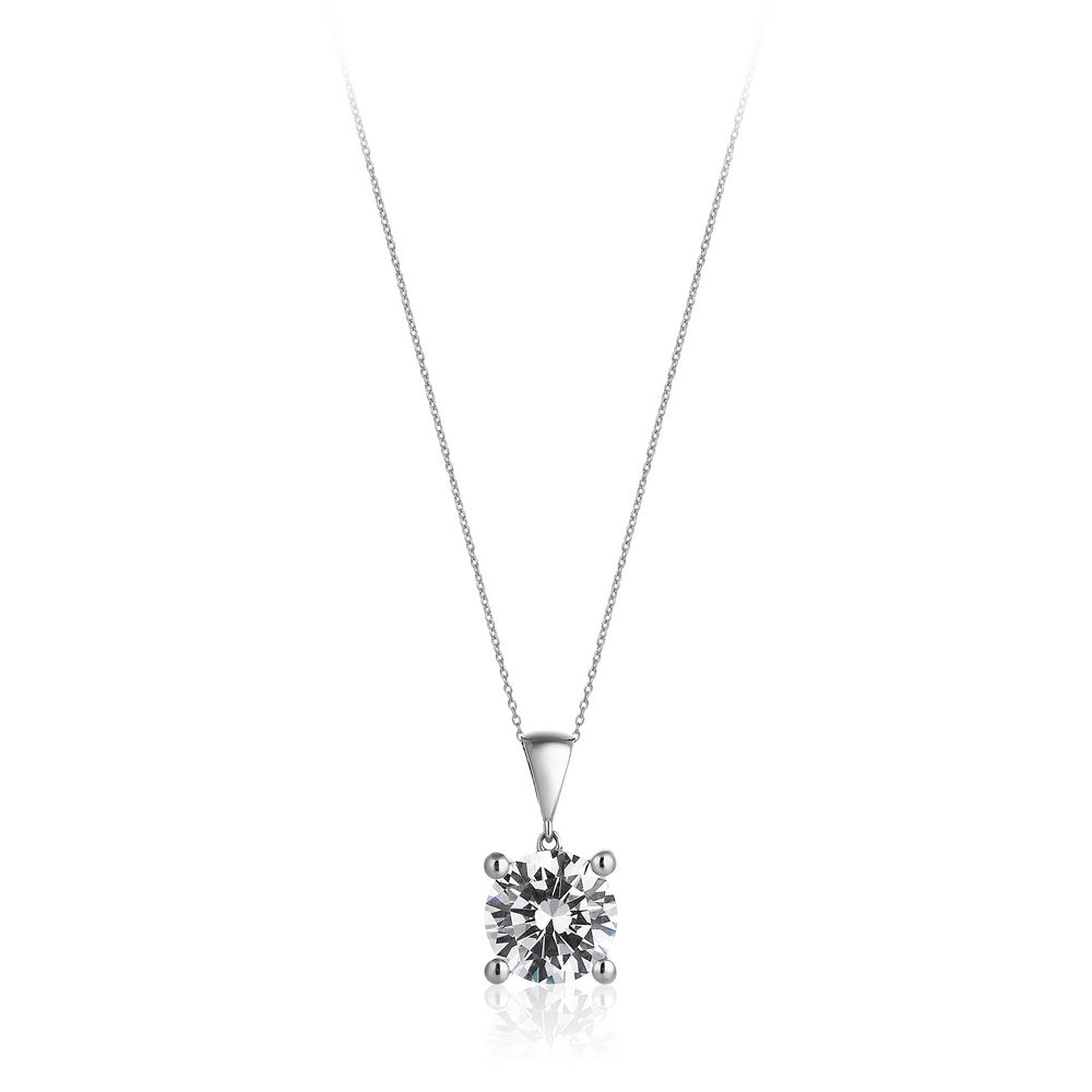 Four Nail Diamond Solitaire Necklace