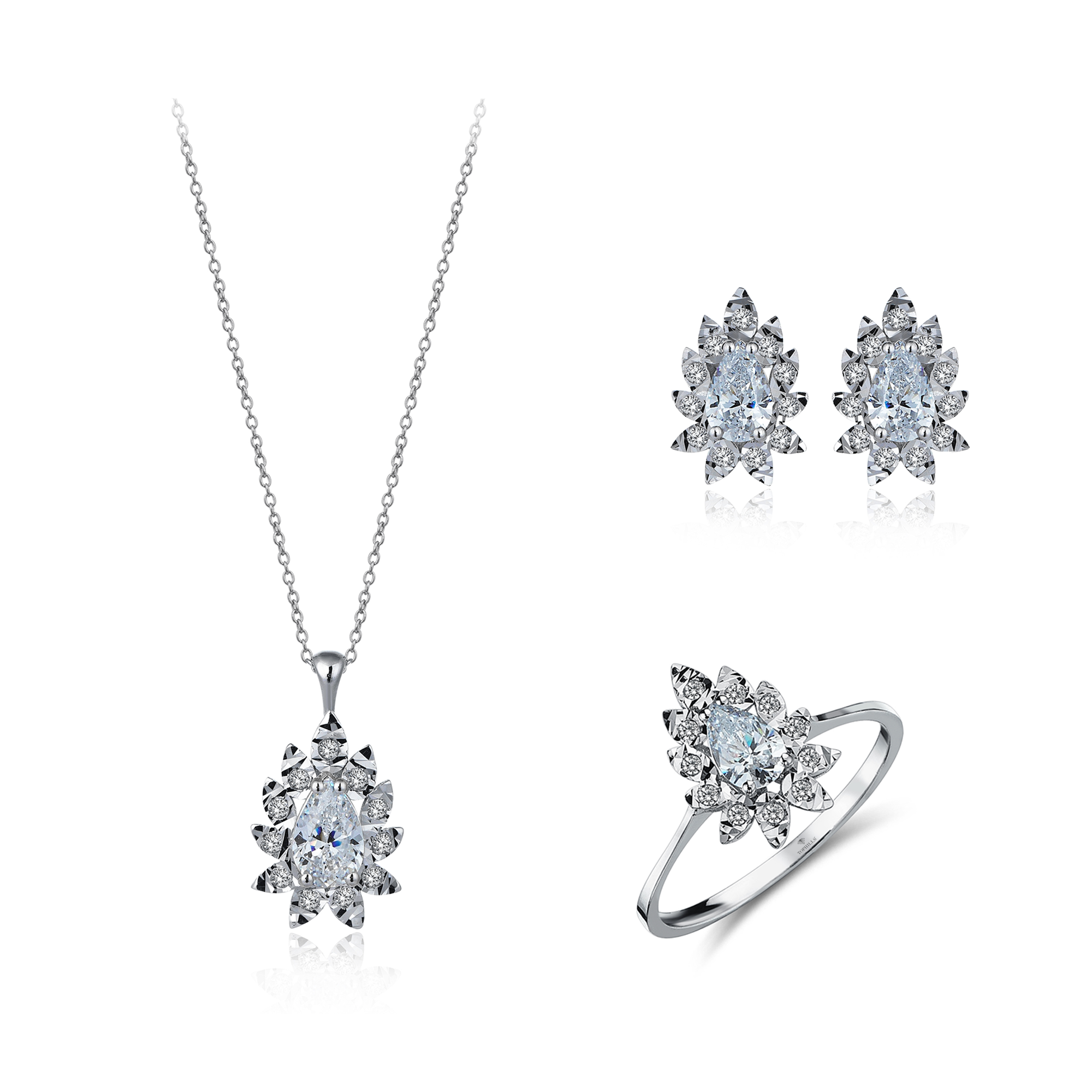 2 Karat Damla Pırlanta Yaprak Set