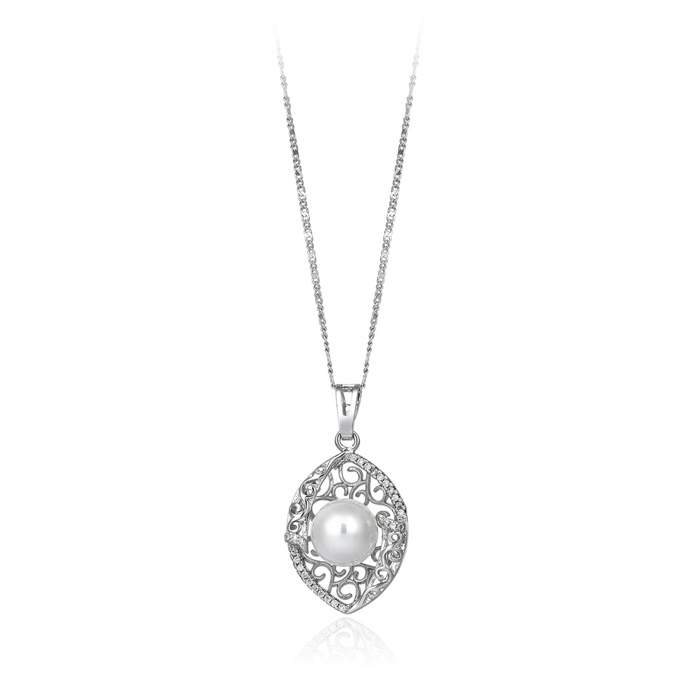0.50 carat diamond hybrid gold pearl necklace
