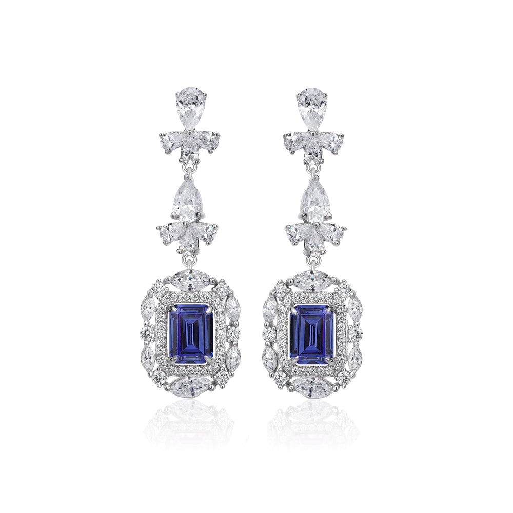 10 Karat Safir & Pırlanta Hibrit Altın Küpe Tophills 