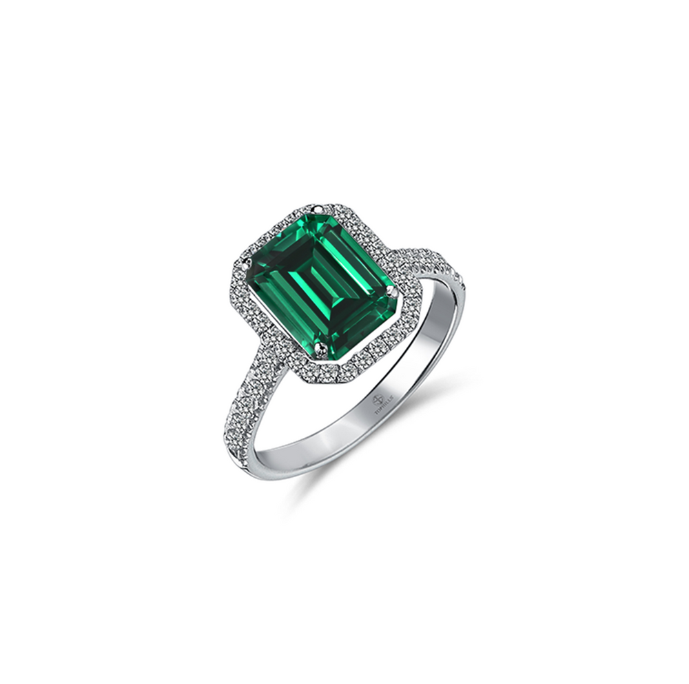 4 Karat Emerald Kesim Pırlanta Hibrit Altın Yüzük Tophills 