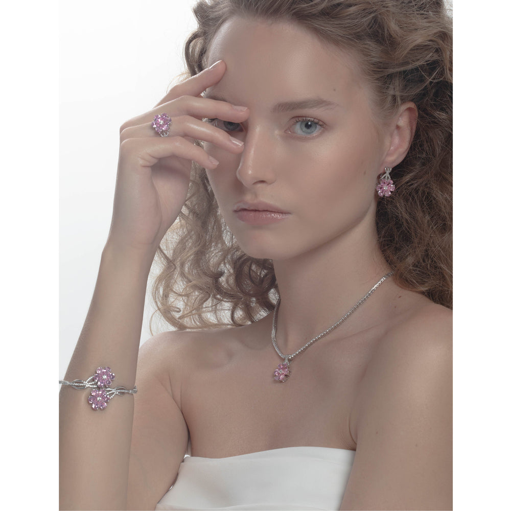 4 Karat Pırlanta Hibrit Altın Pembe Manolya Yüzük Tophills 