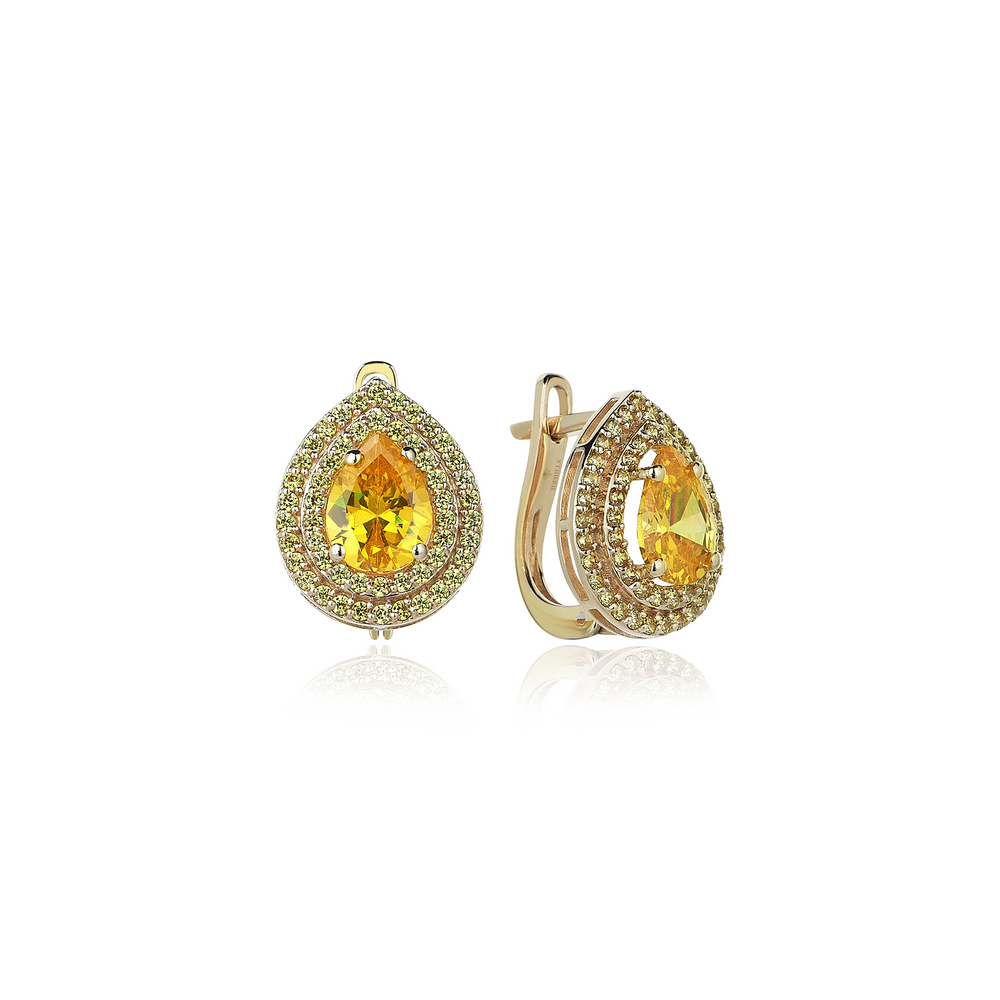 3 Karat Yellow Sapphire Gold Earrings