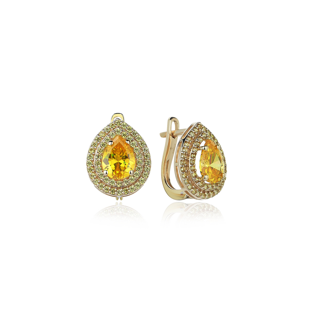 3 boucles d'oreilles en or saphir jaune karat