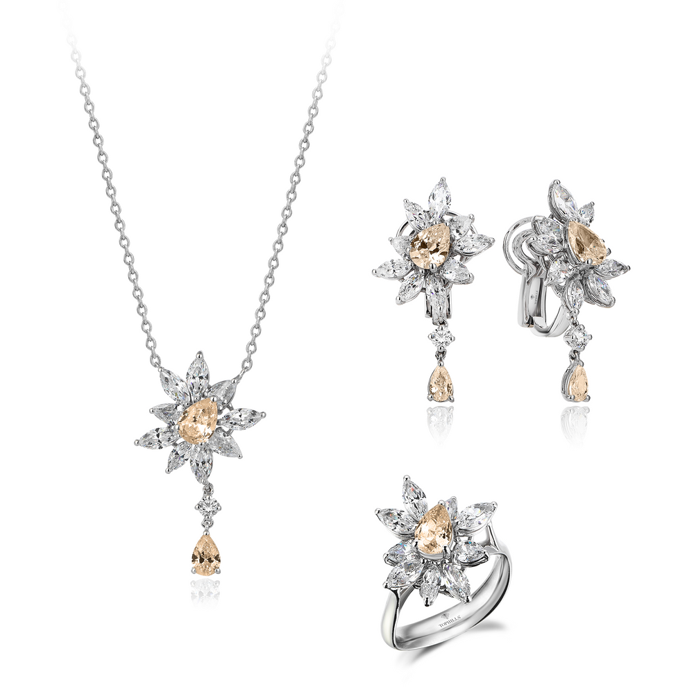 Ensemble d'or hybride de diamant 11 karat