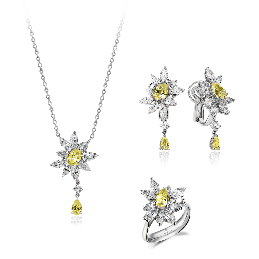 Ensemble d'or hybride de diamant 11 karat