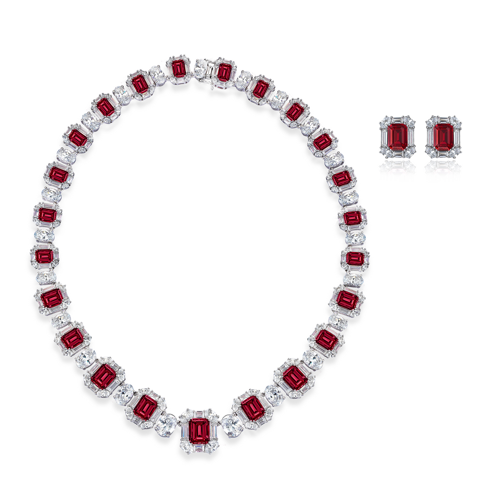 Ruby &amp; Diamond Hybrid Choker Set