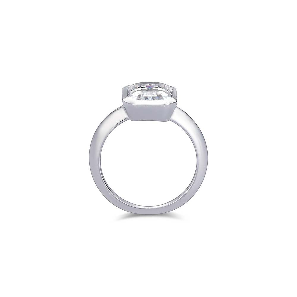 Diamond Hybrid Gold Emerald Cut Ring