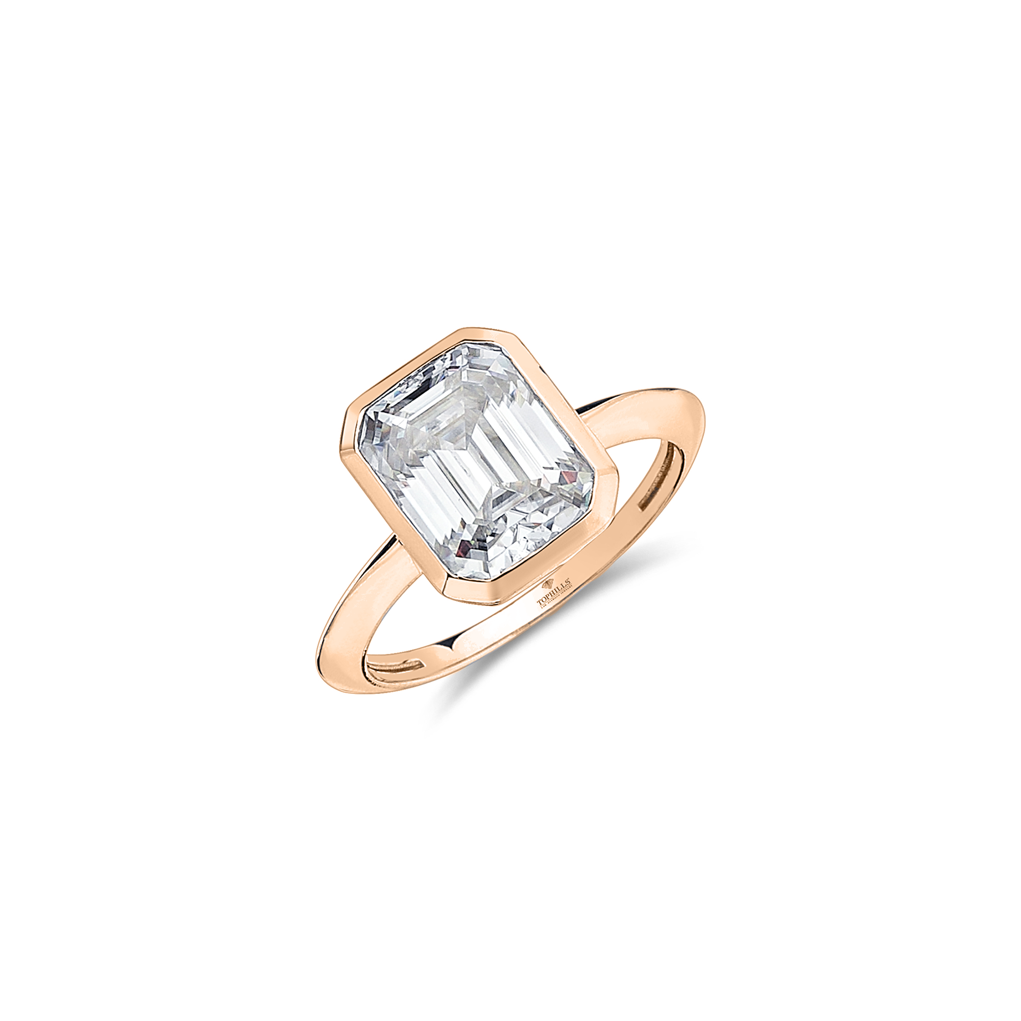 Bague diamant hybride or taille emeraude