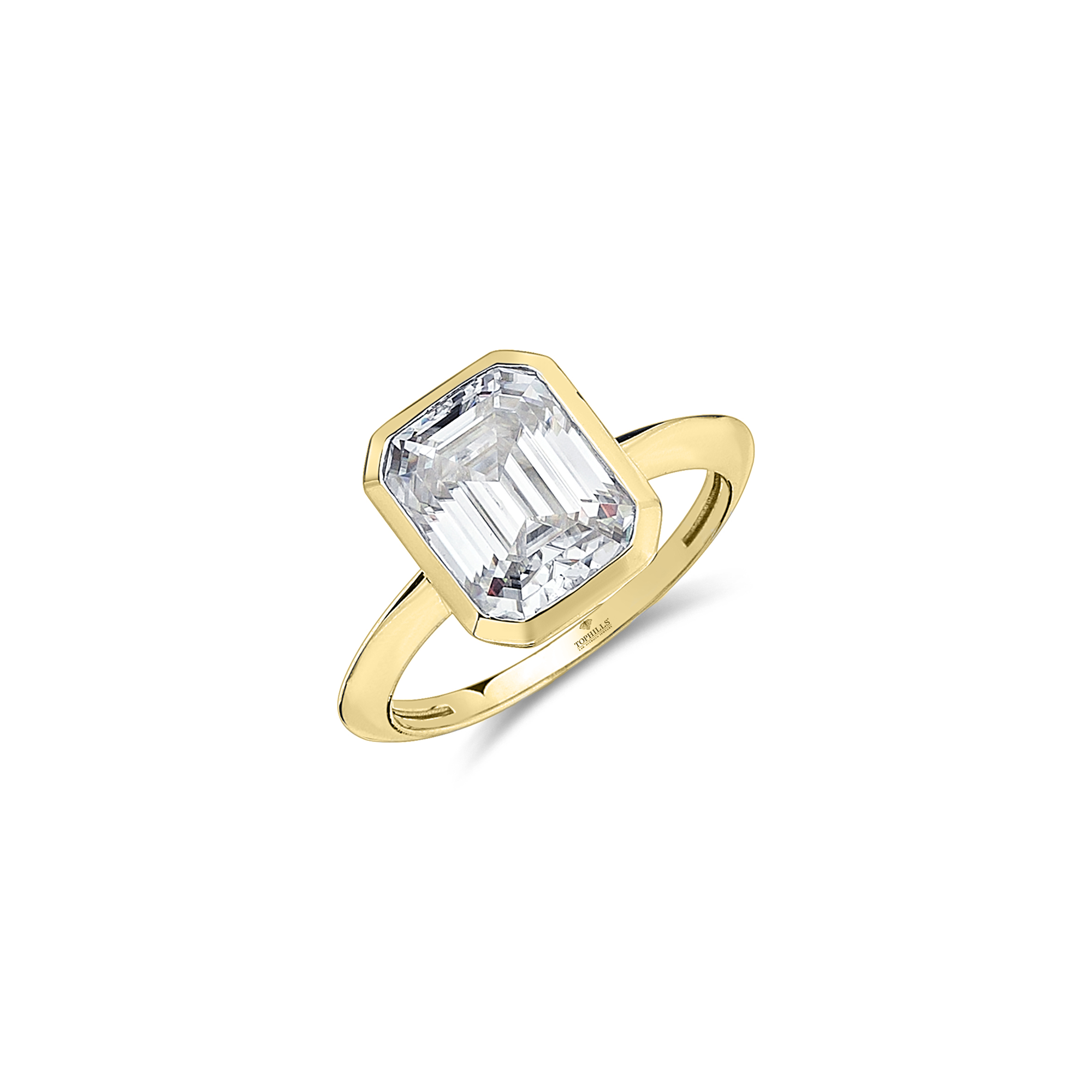 Bague diamant hybride or taille émeraude