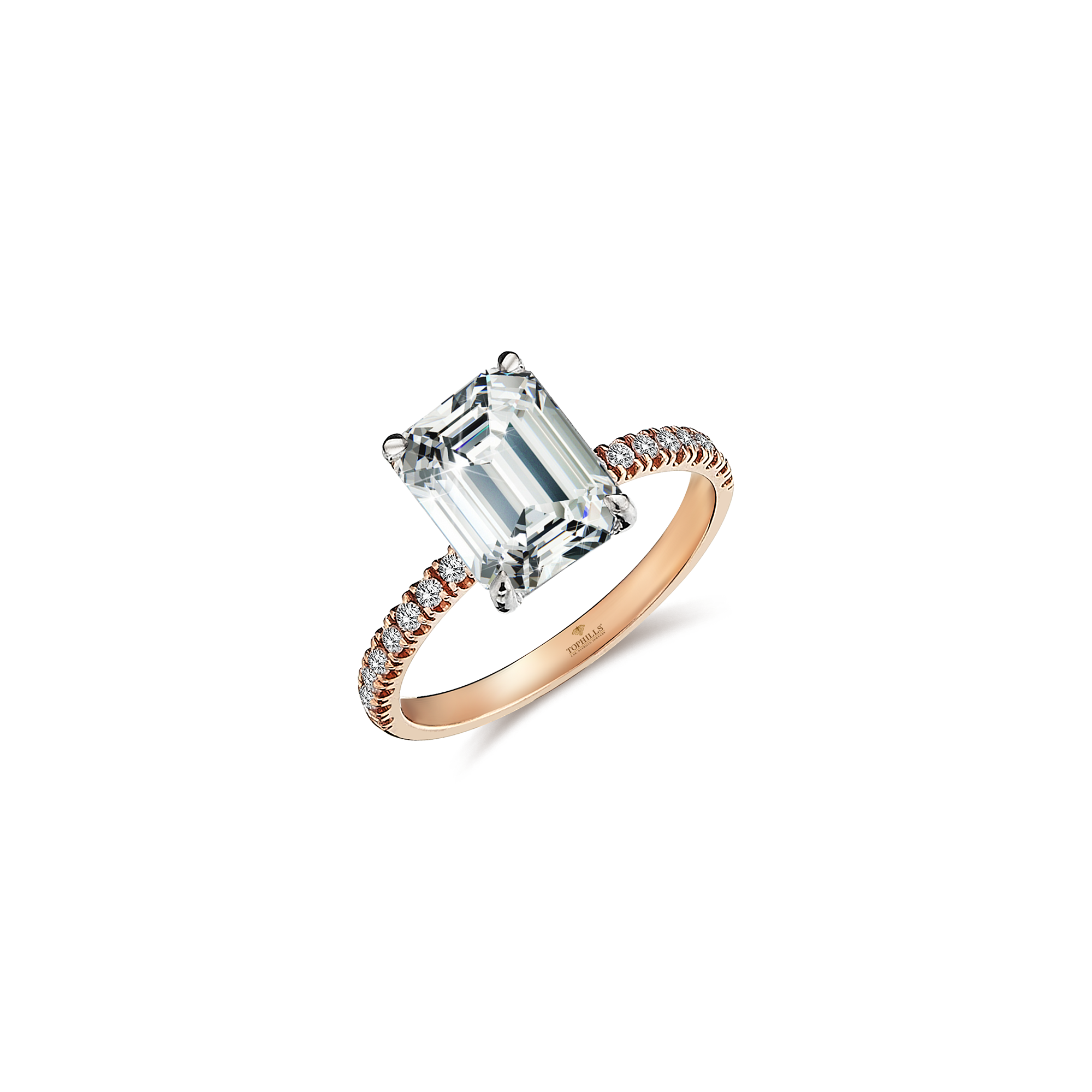 Octagon Cut Diamond Hybrid Rose Solitaire Ring