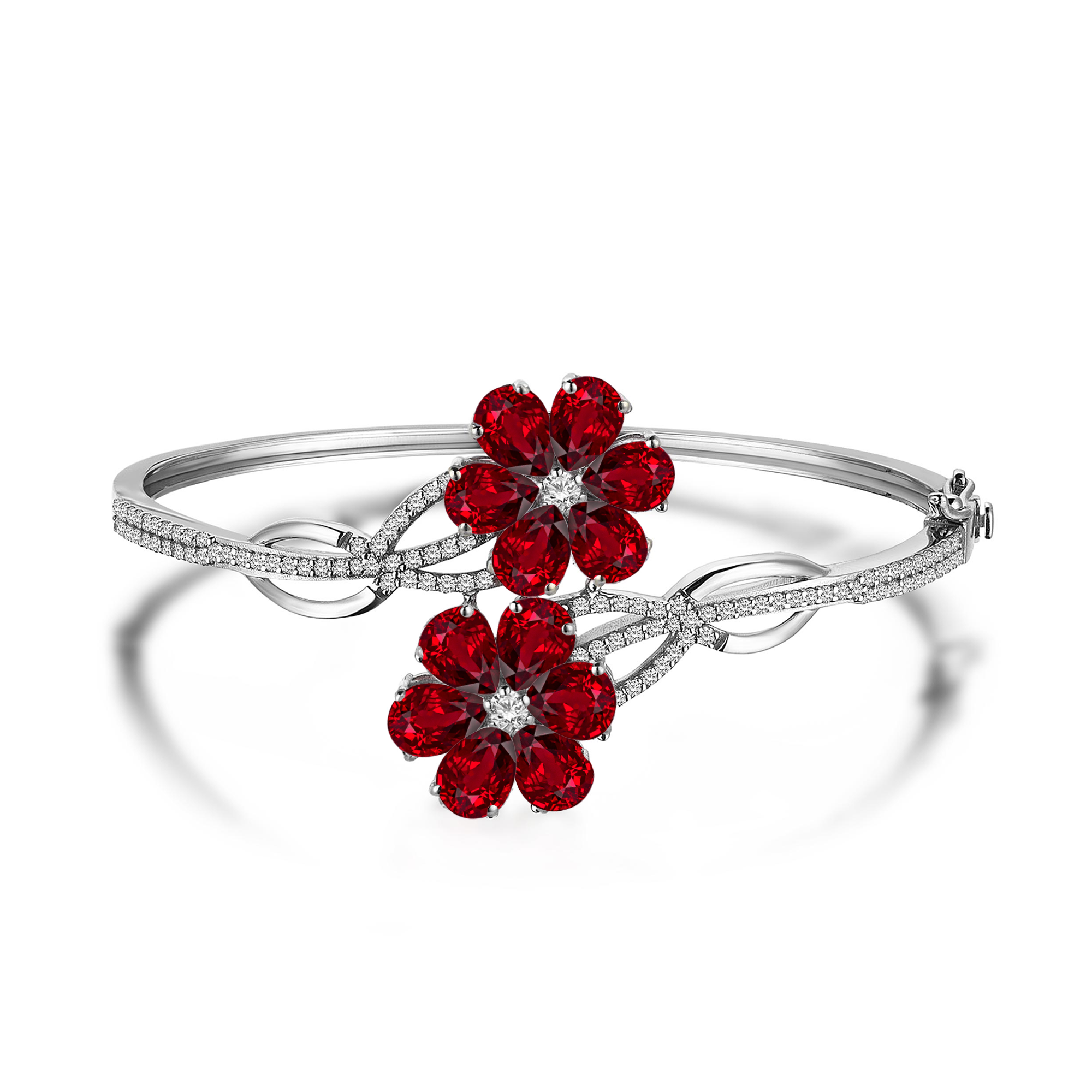 9 Carat Sapphire Diamond Hybrid Gold Magnolia Bracelet