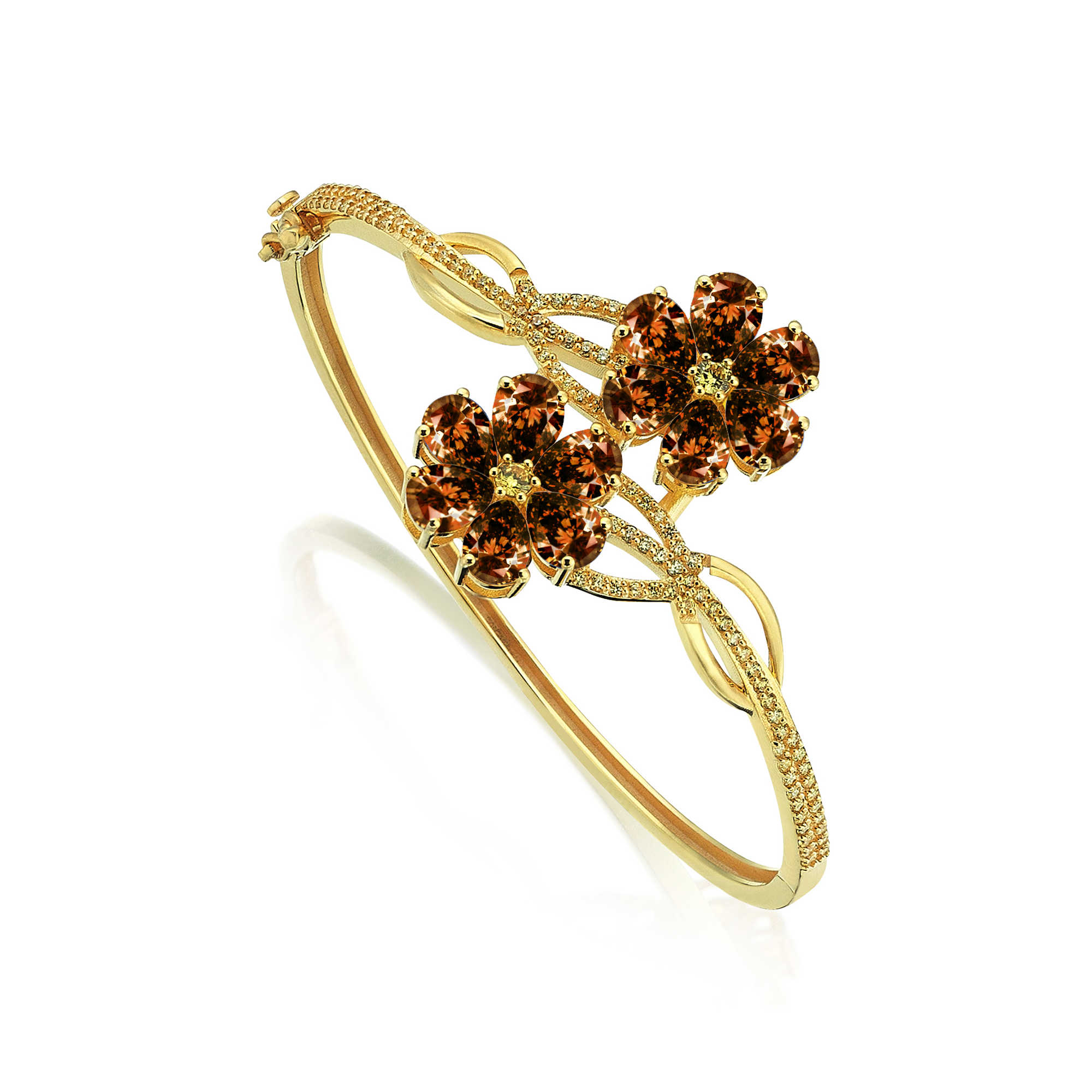 Bracelet Magnolia Or Hybride Saphir Jaune 9 Carats